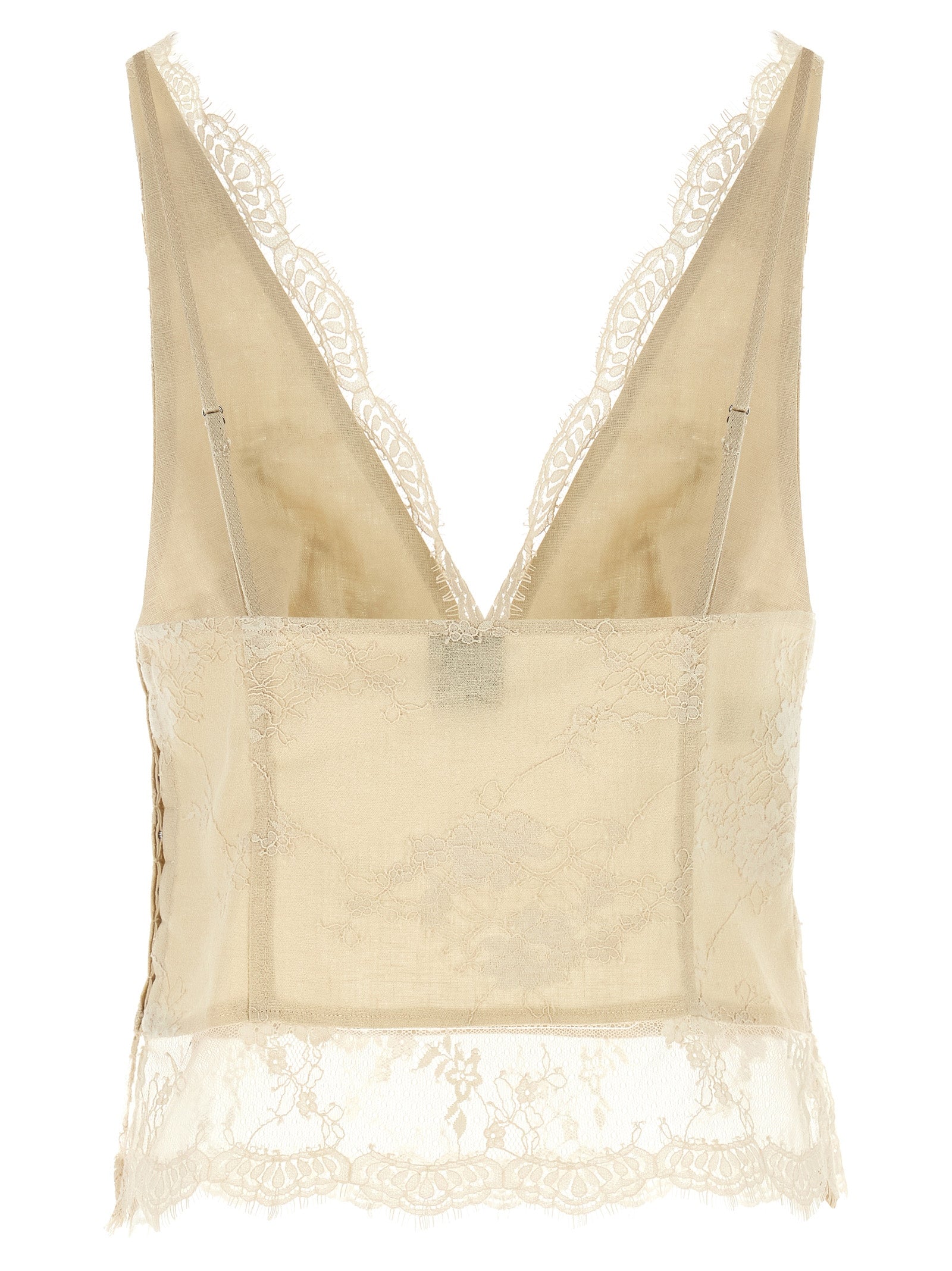 PINKO Beige Linen Tank Tops