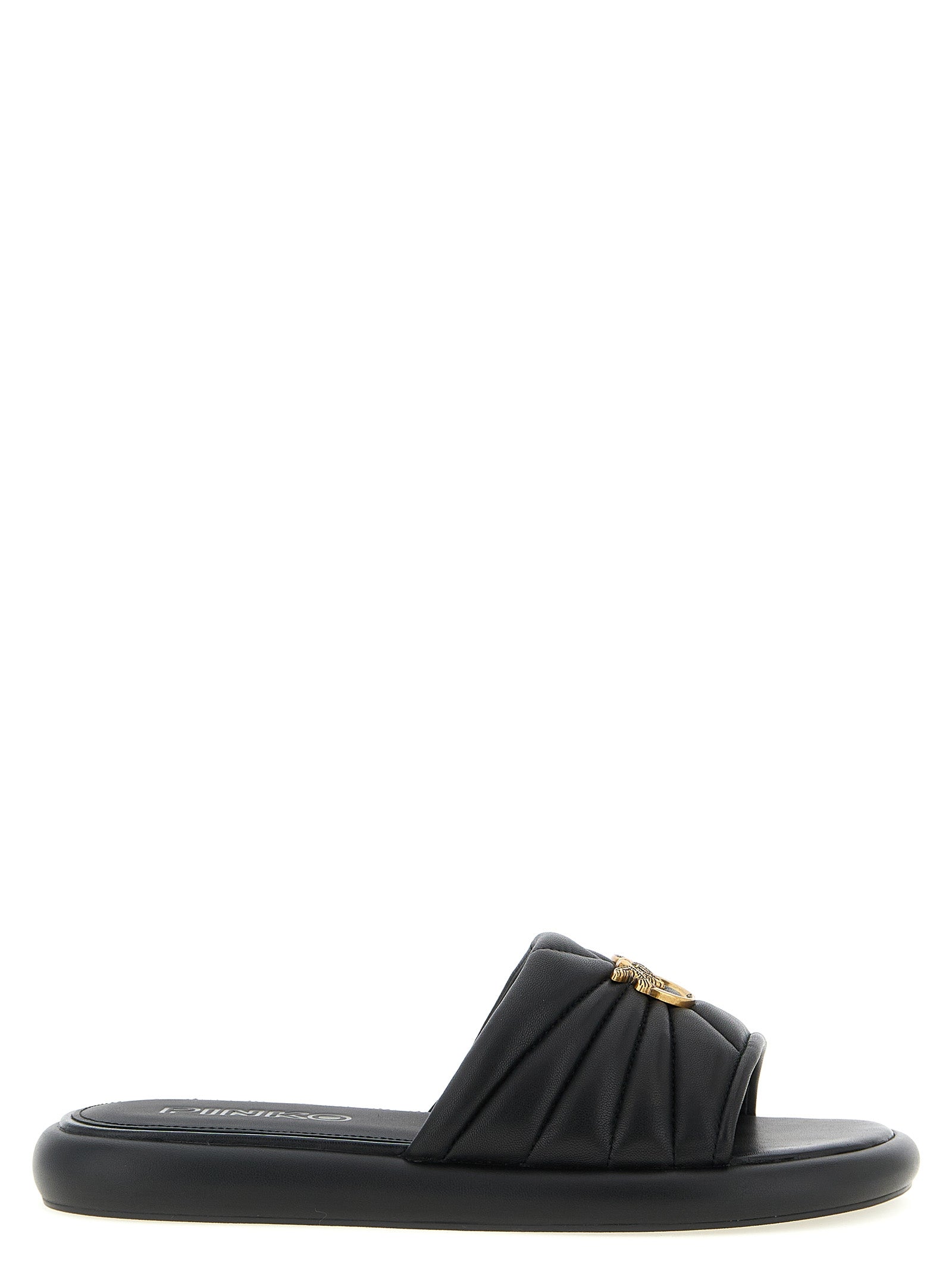 PINKO Black Lambskin Slides
