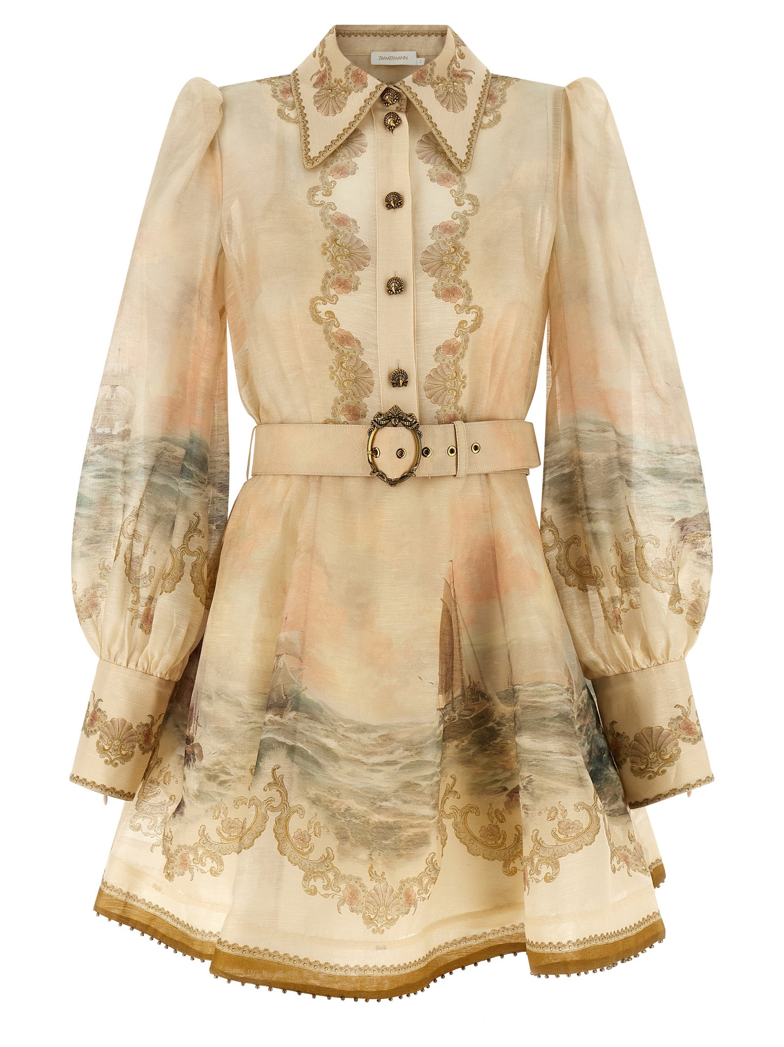 Zimmermann Beige Linen Short Dress