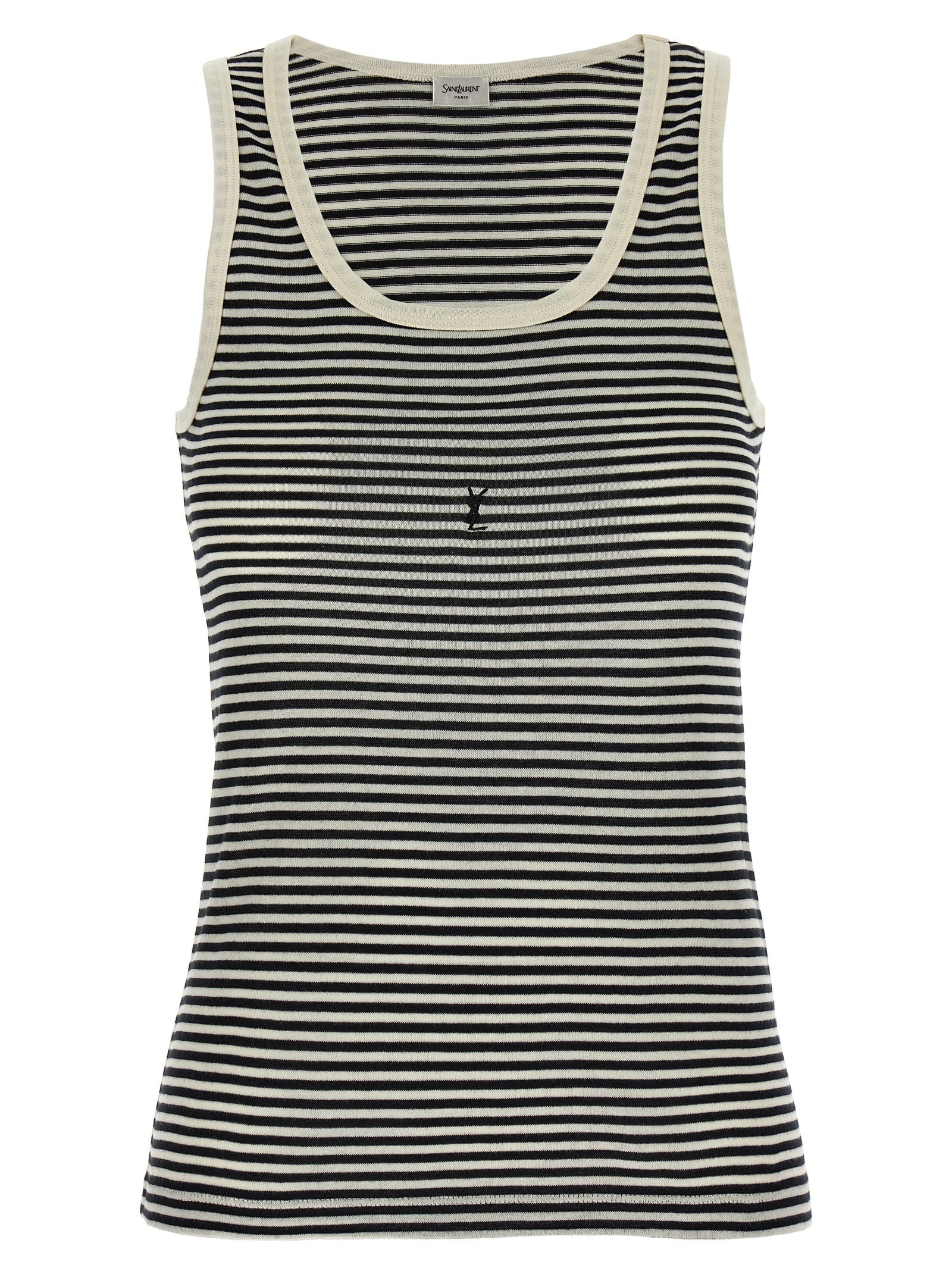 Saint Laurent Bicolor Cotton Tank Tops