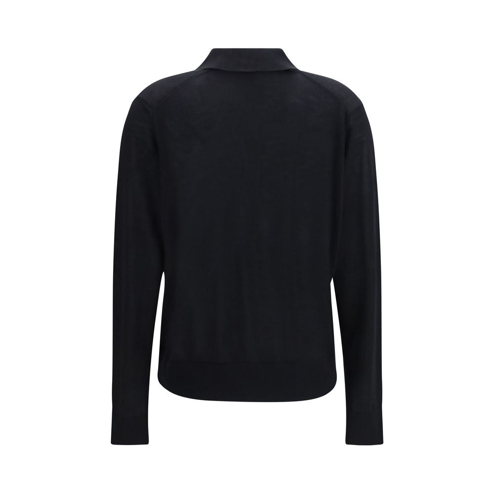 Loulou De Saison Black Cashmere Polo Shirt