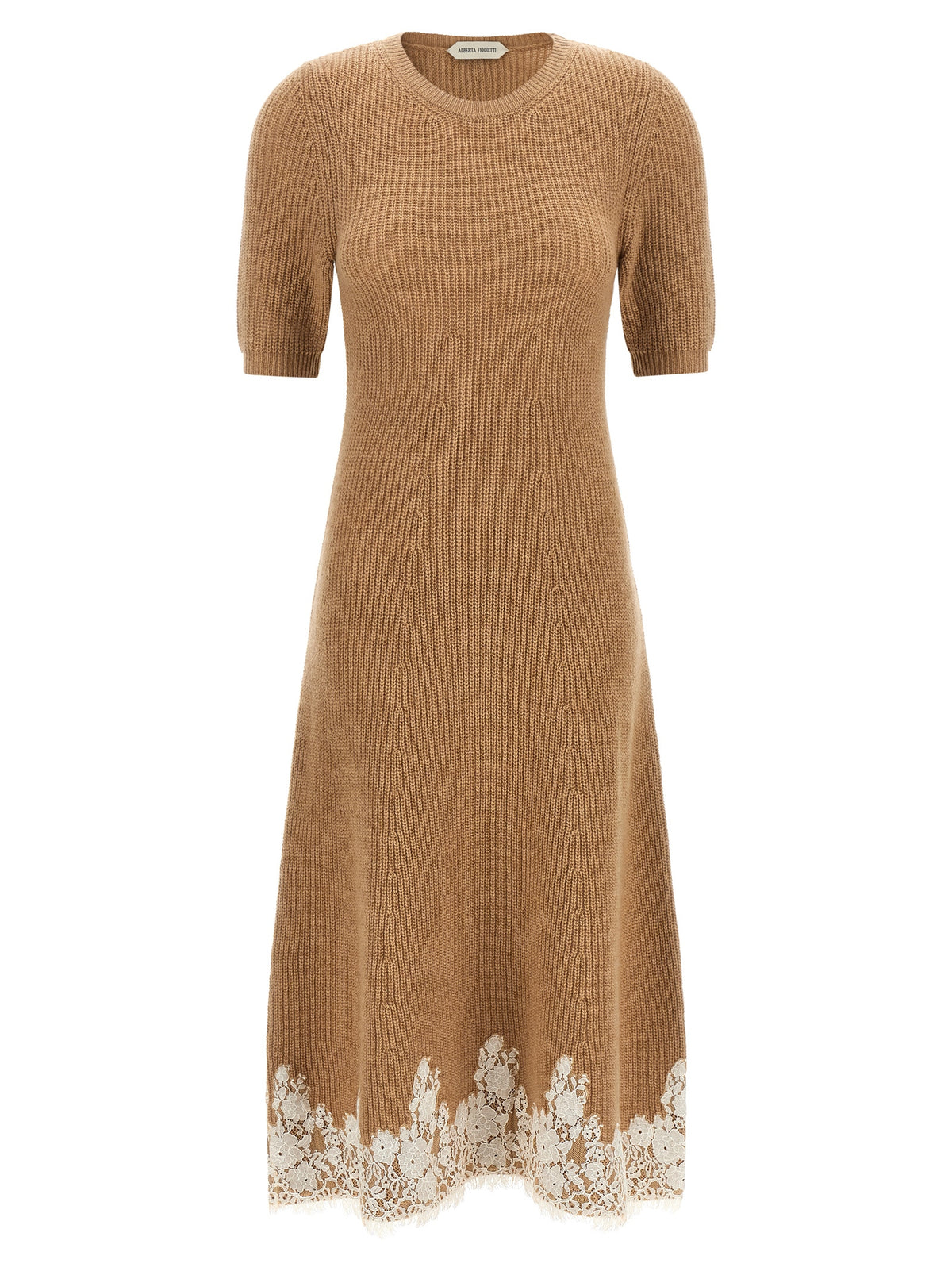 Alberta Ferretti Brown Cashmere Midi Dress