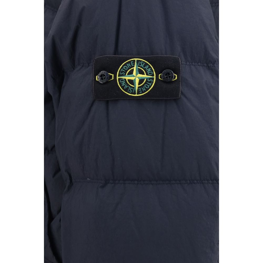 Stone Island Blue Polyamide Full-Length Jacket