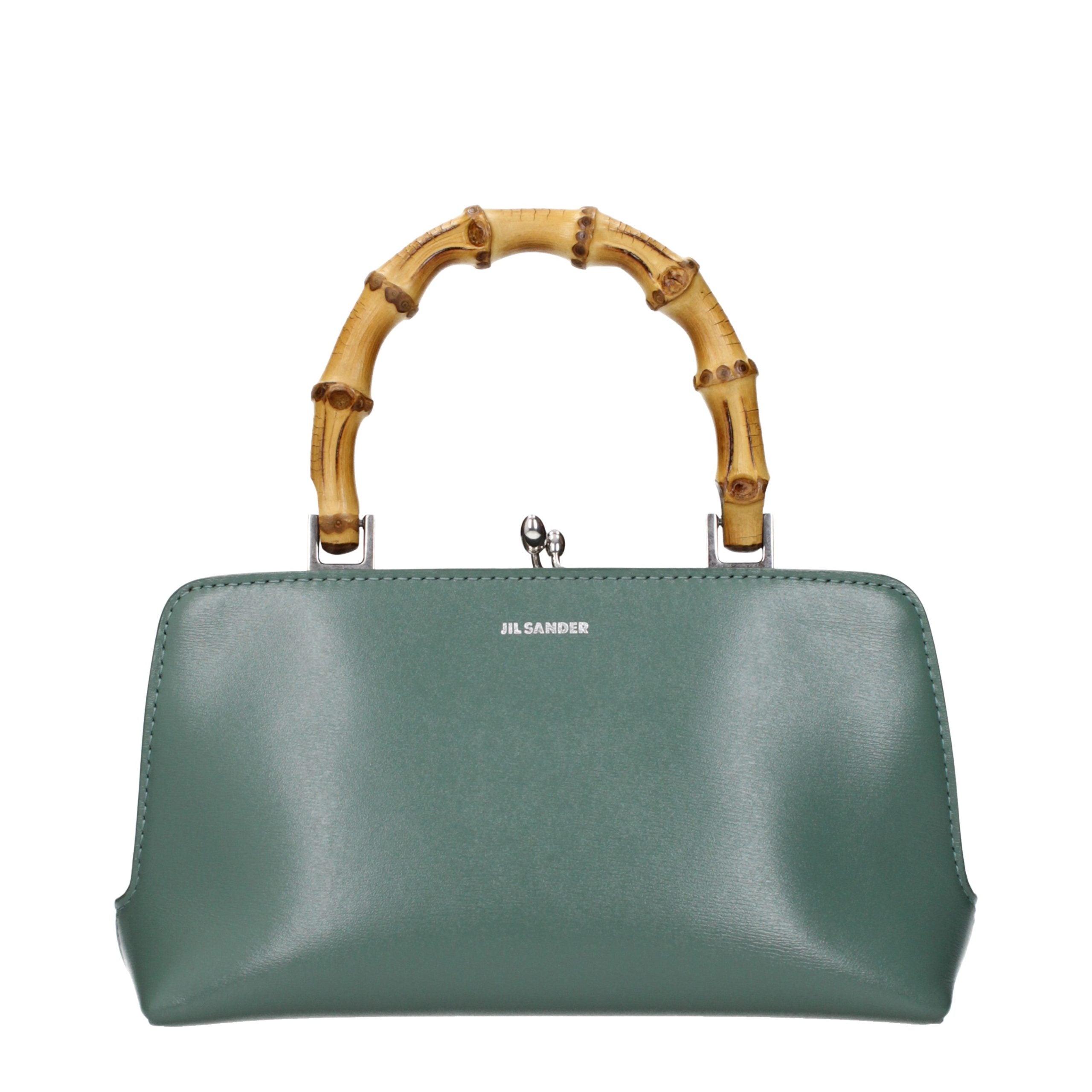 新品未使用JIL SANDER グリーン 革編みバッグ Jil Sander Green Leather Handbag