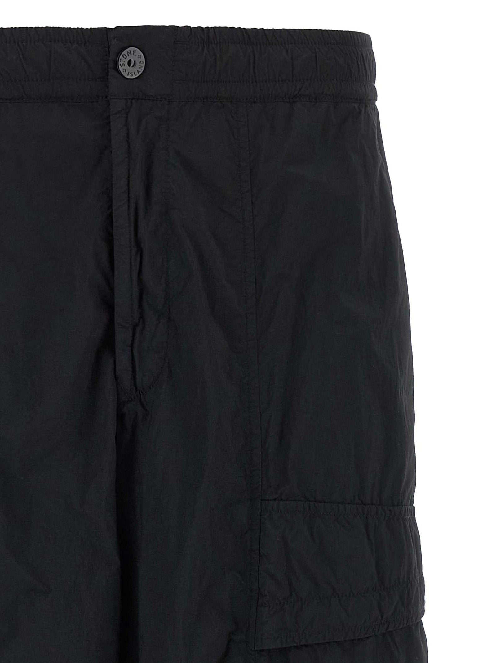 Stone Island Black Polyamide Cargo Pants