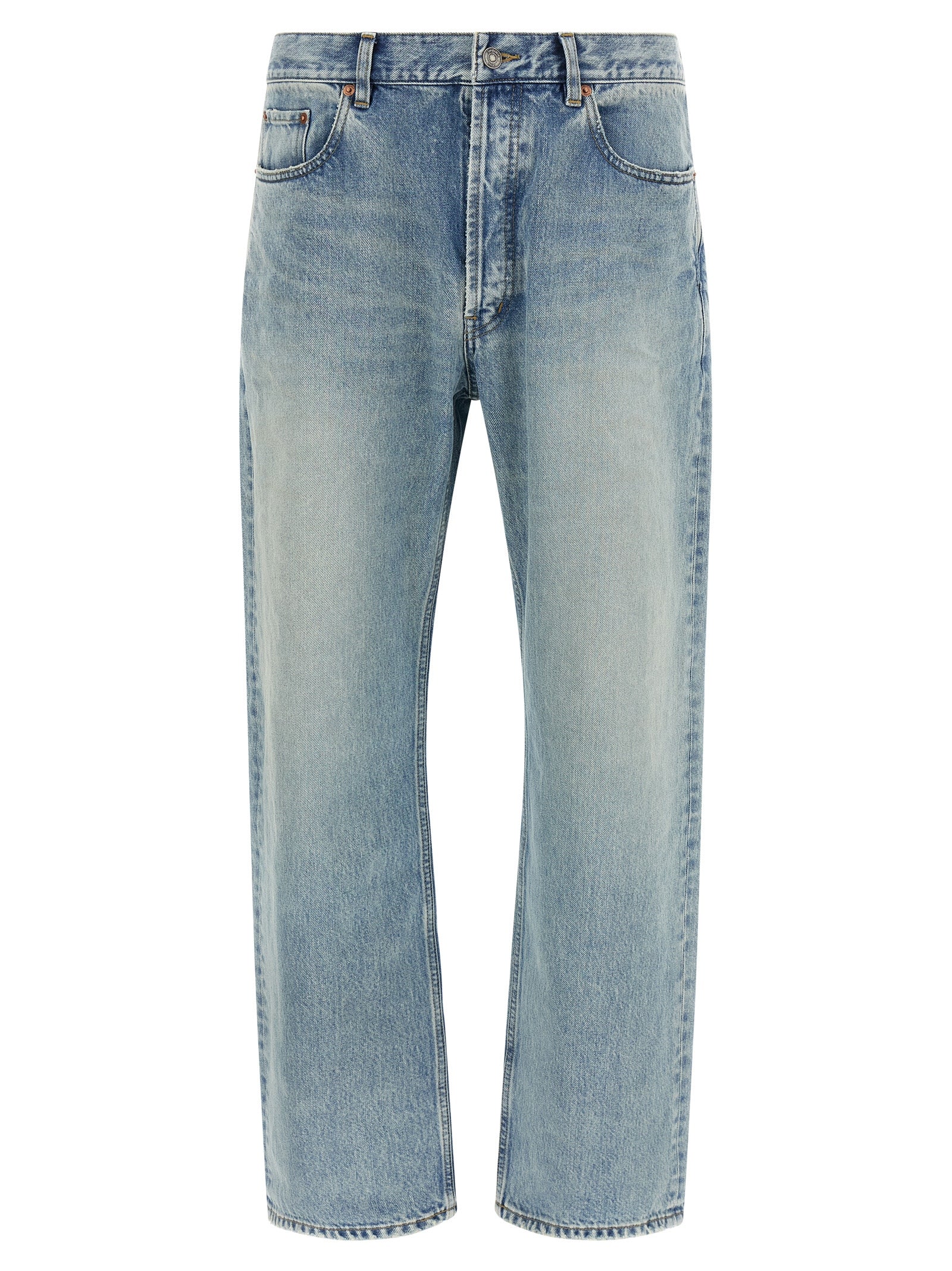 Saint Laurent Blue Cotton Straight-Leg Jeans