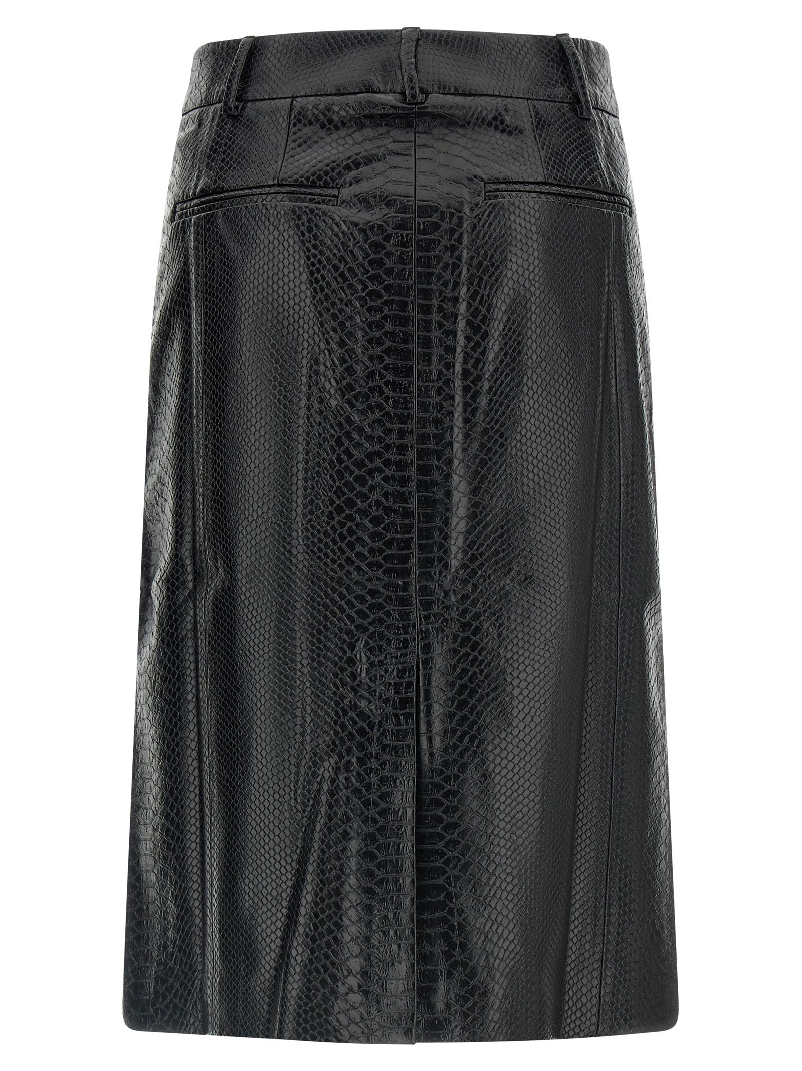 The Andamane Black Polyethylene Midi Skirt