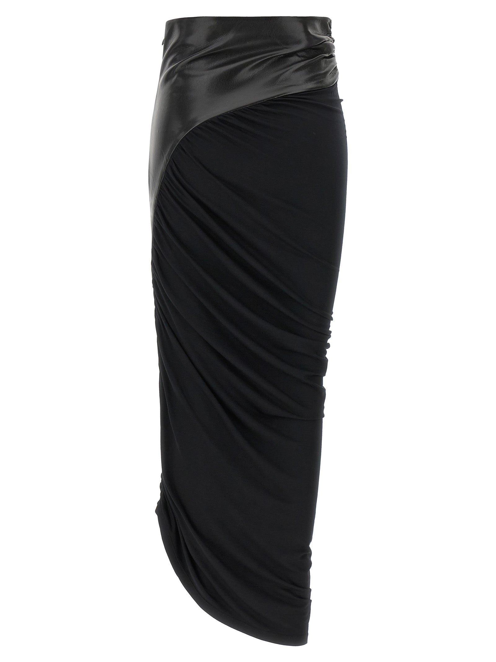 The Andamane Black Viscose Midi Skirt