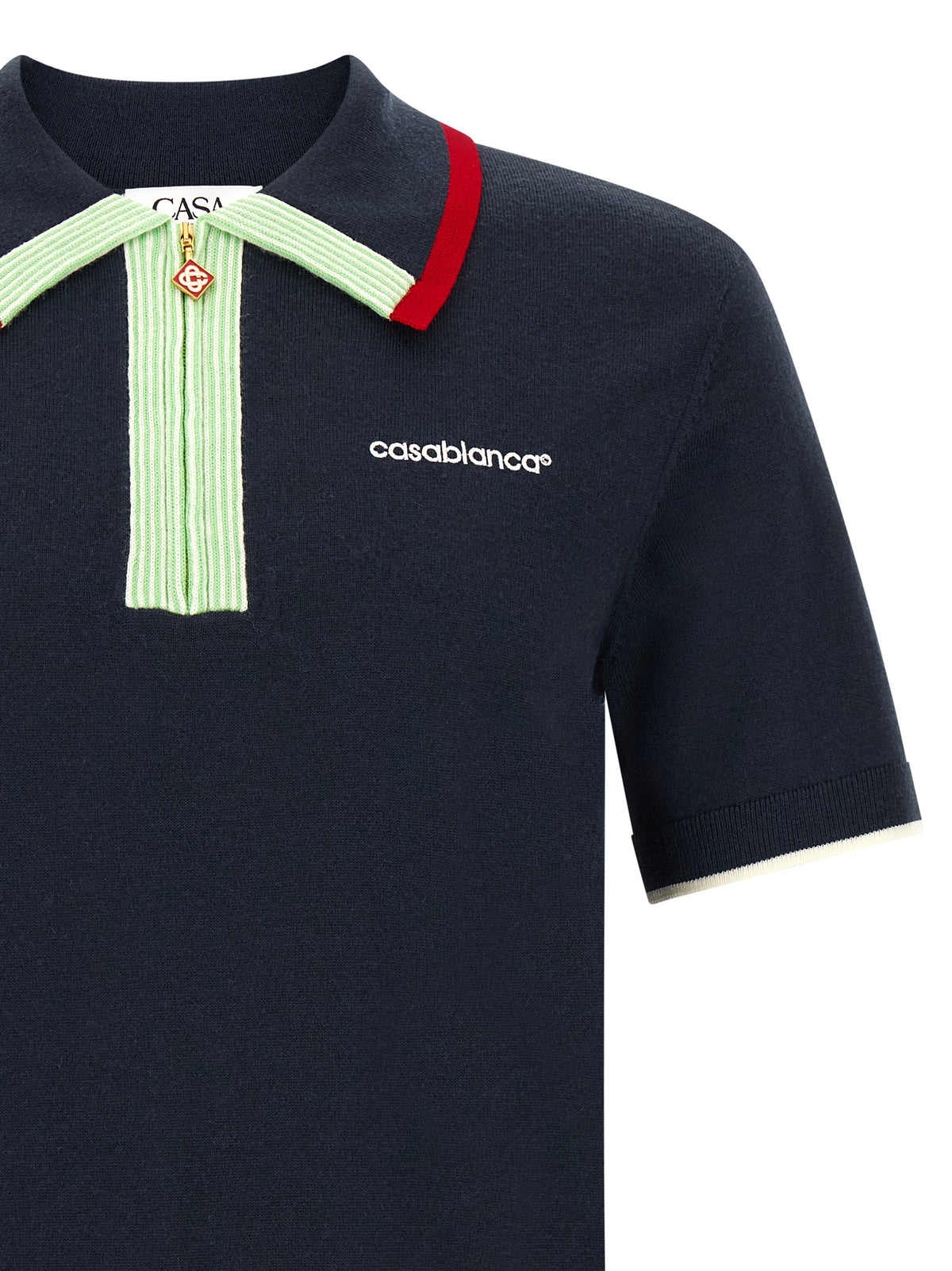 Casablanca Blue Wool Polo Shirt