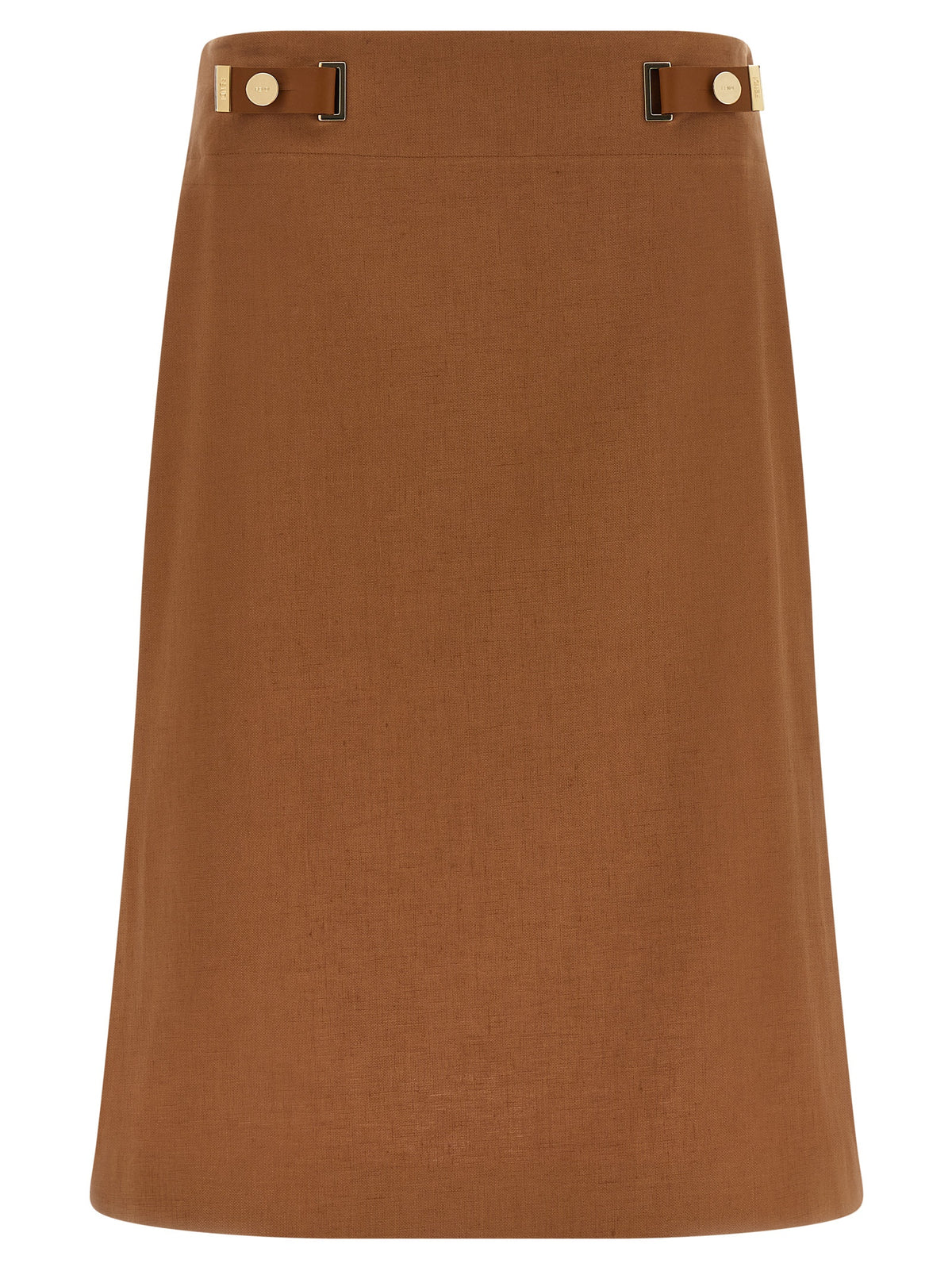Fendi Brown Linen Midi Skirt