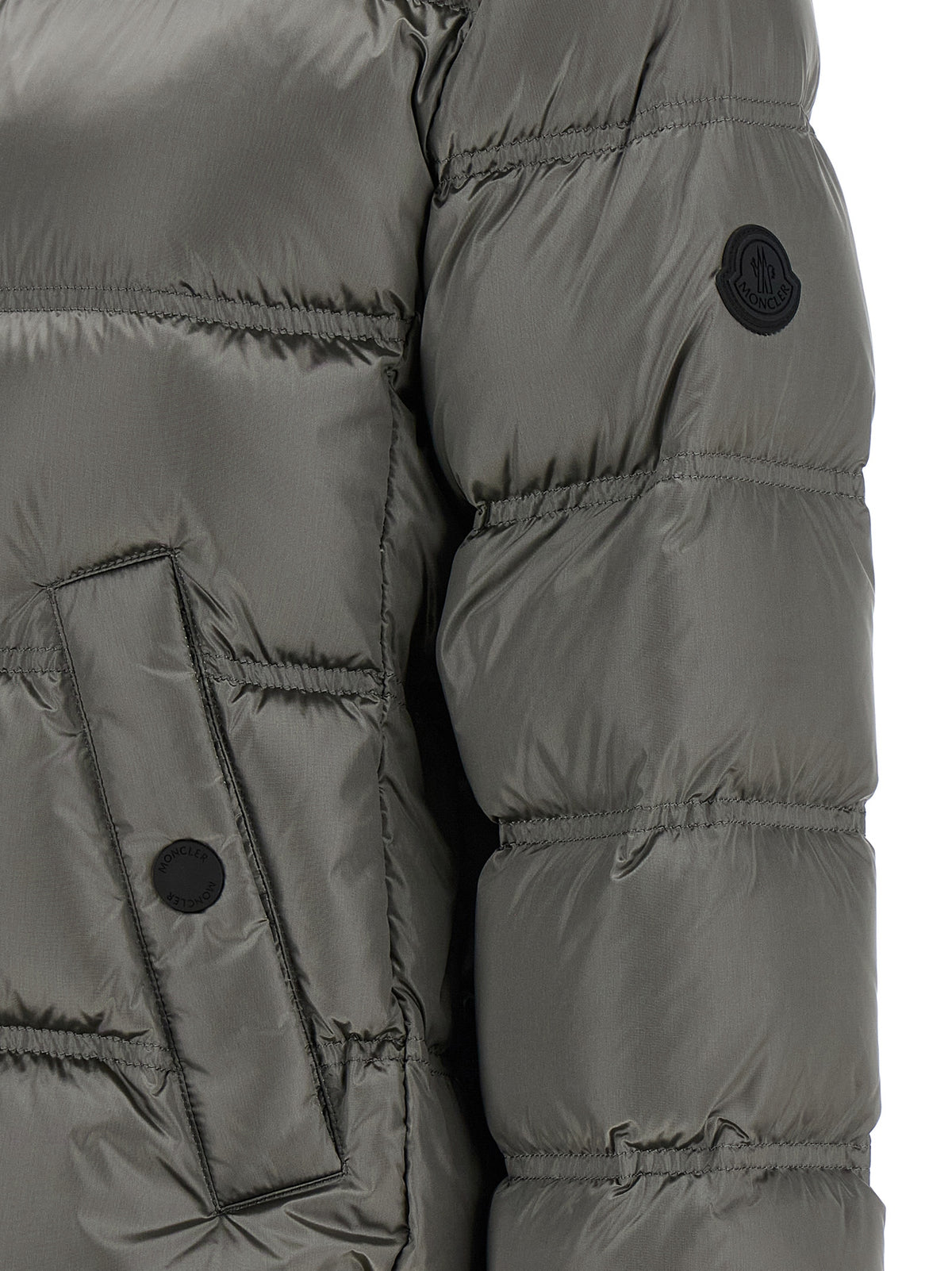 Moncler Gray Polyamide Full-Length Jacket