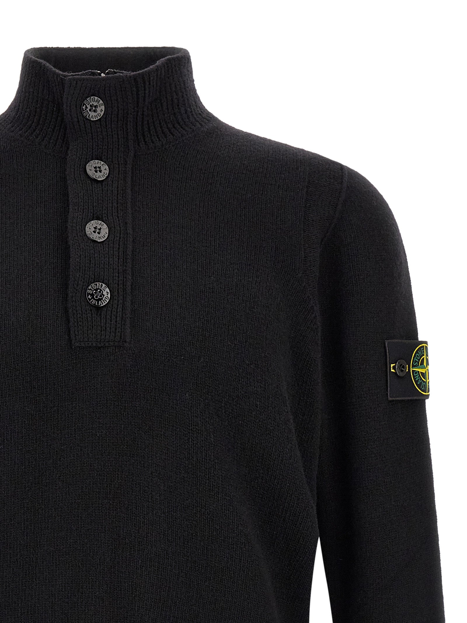 Stone Island Black Virgin Wool Cardigan