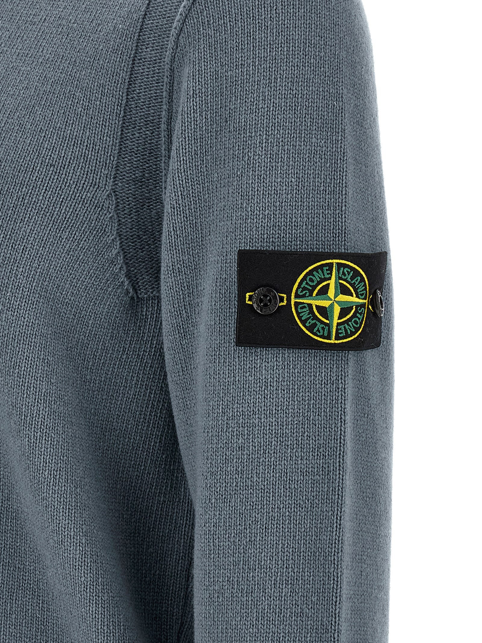Stone Island Blue Virgin Wool Cardigan