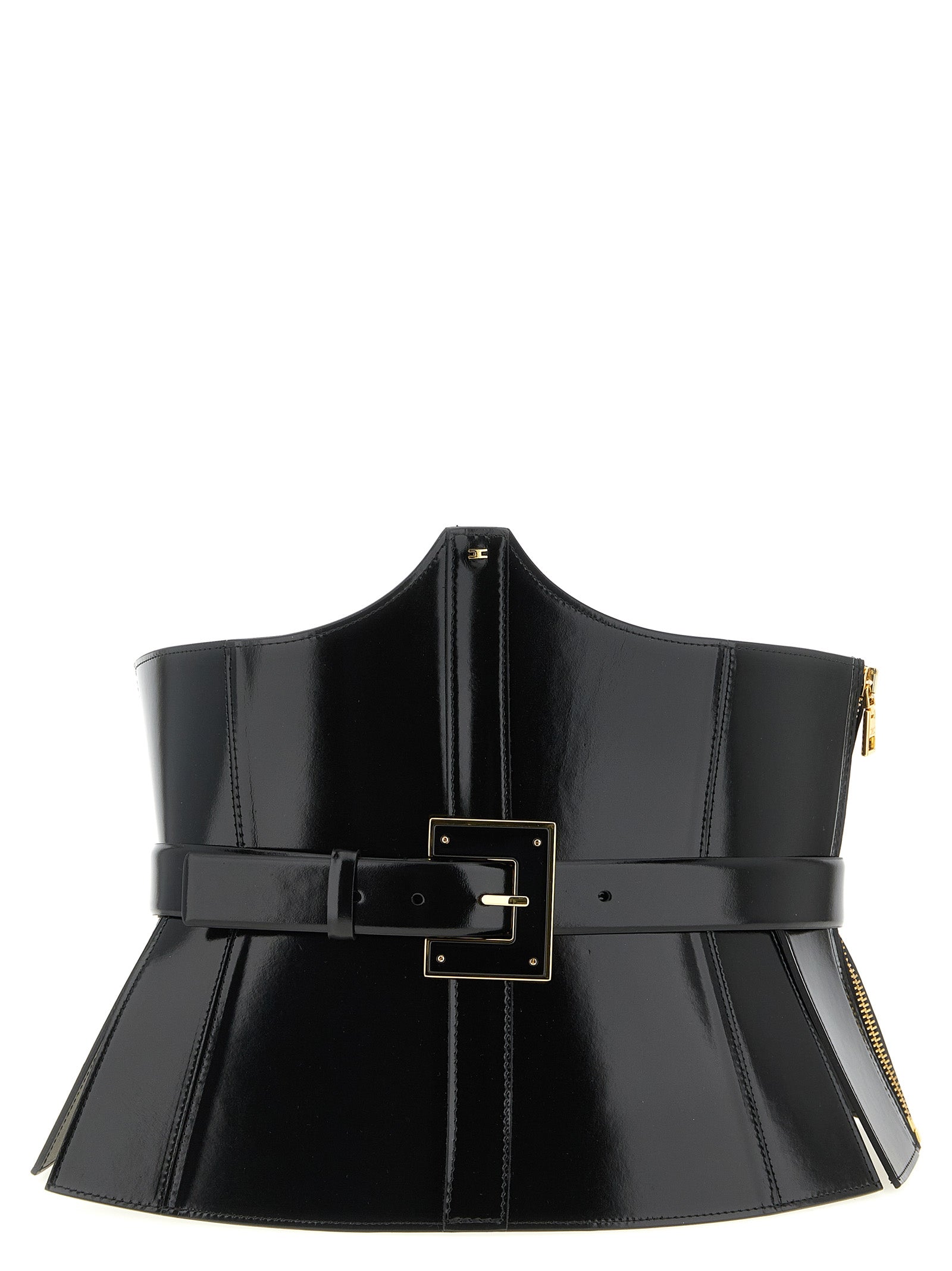 Elisabetta Franchi Black Leather High-Waist Belt