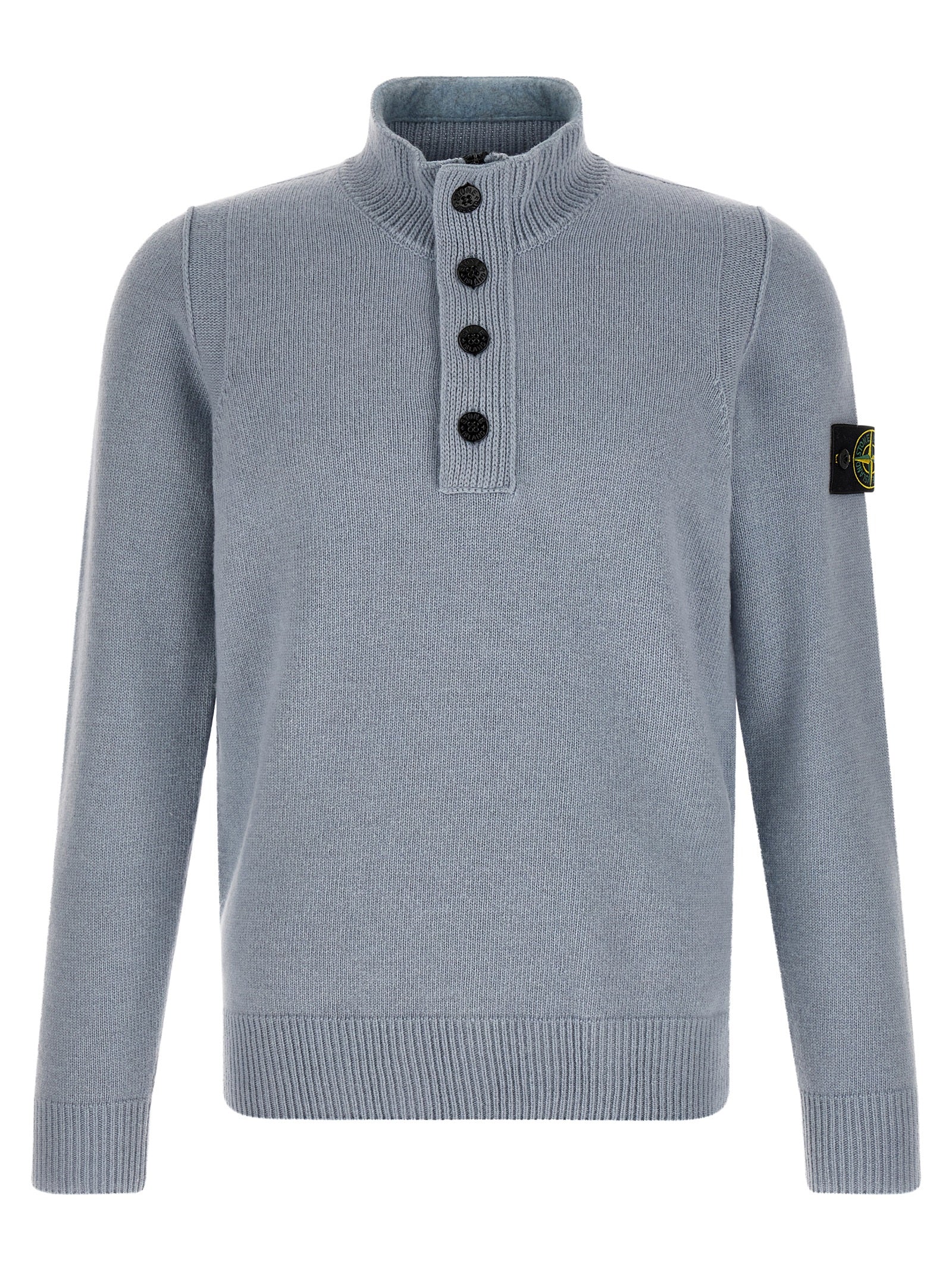 Stone Island Blue Virgin Wool Cardigan