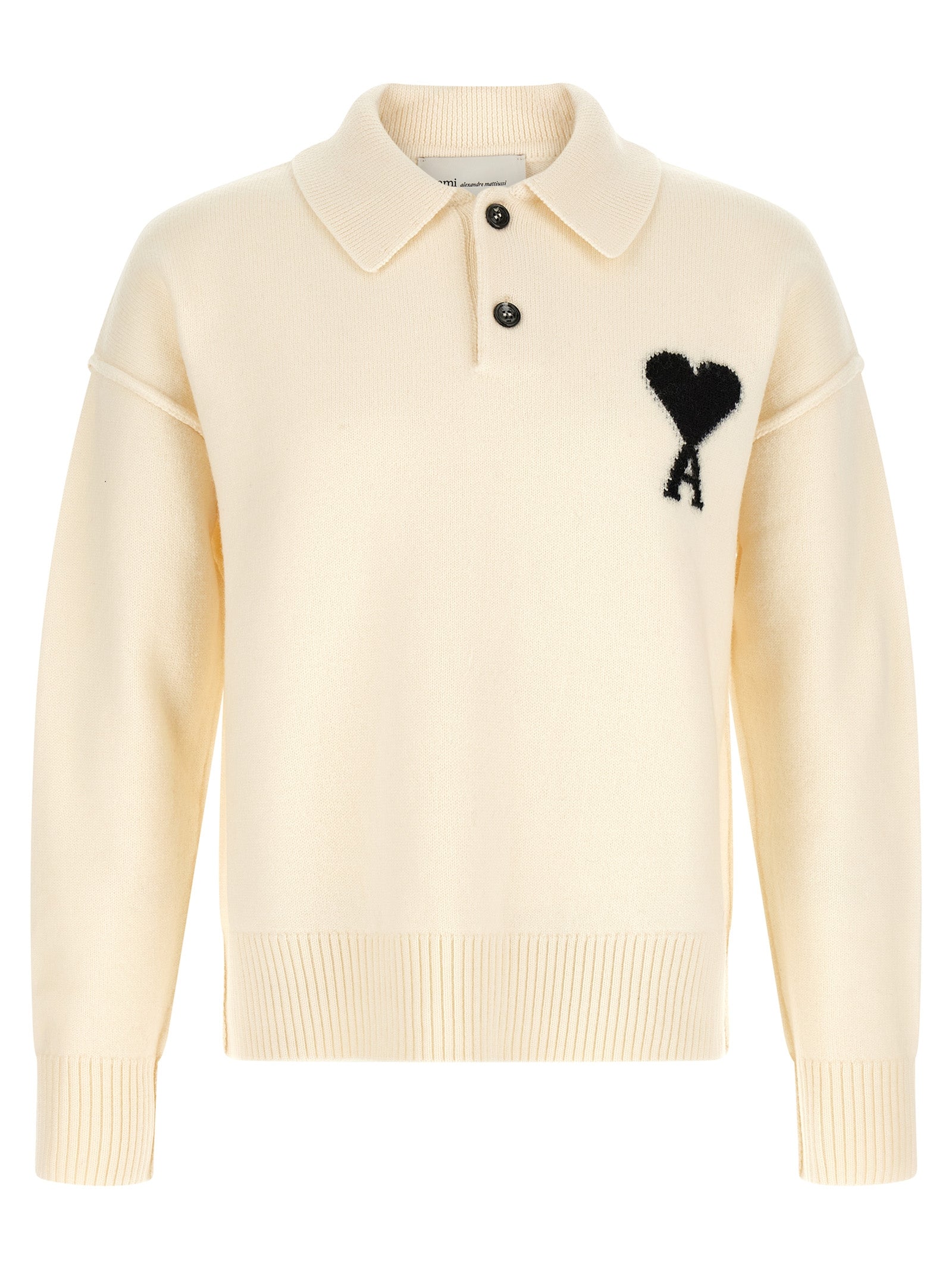 Ami Paris Bicolor Wool Polo Shirt
