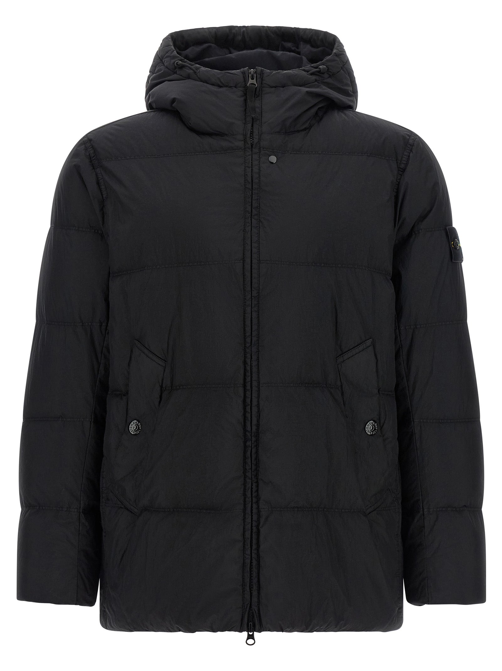 Stone Island Black Polyamide Full-Length Jacket