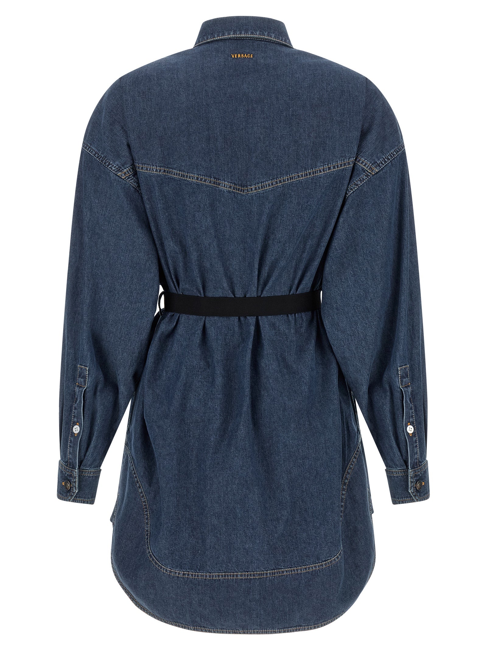 Versace Blue Cotton Short Dress