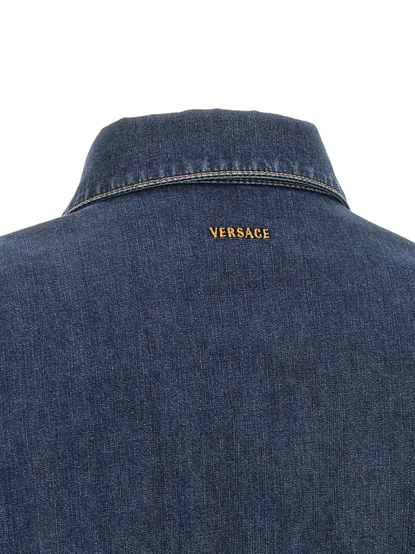 Versace Blue Cotton Short Dress