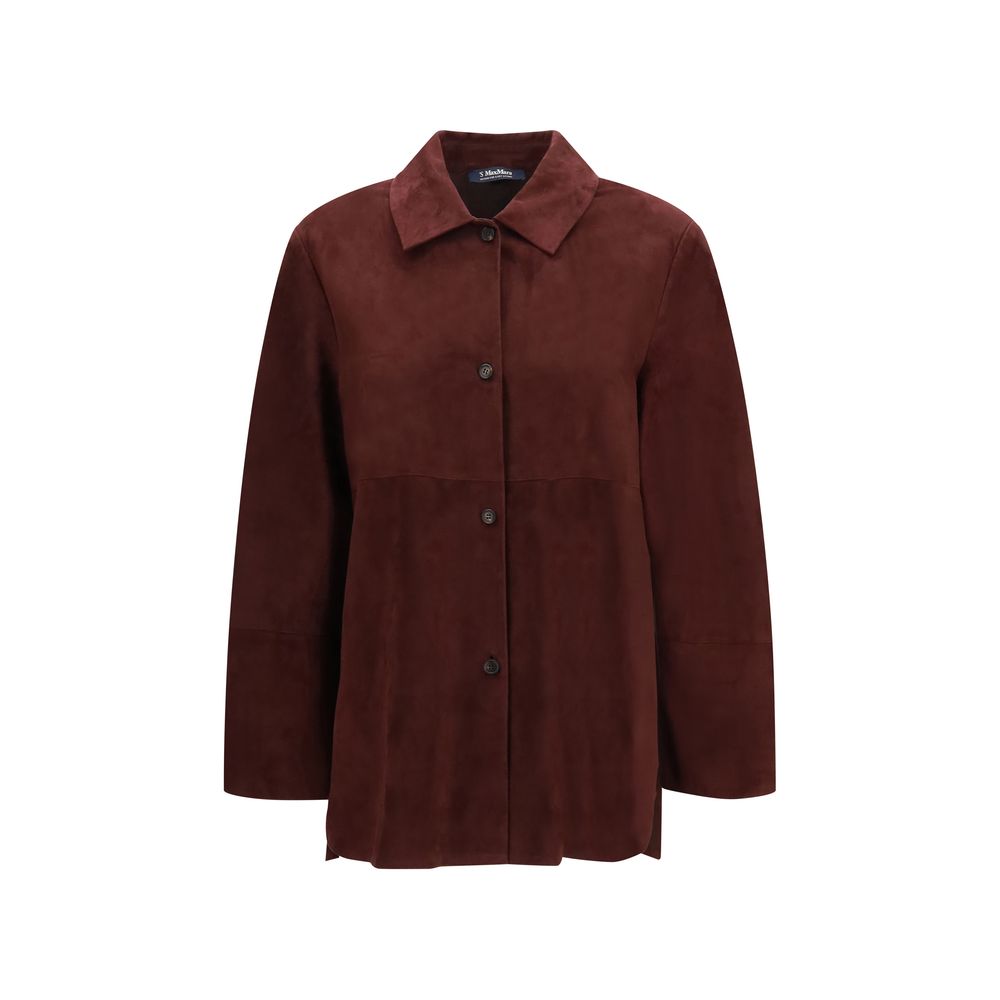 'S Max Mara Bordeaux Lamb Ovis Aries Leather Jacket
