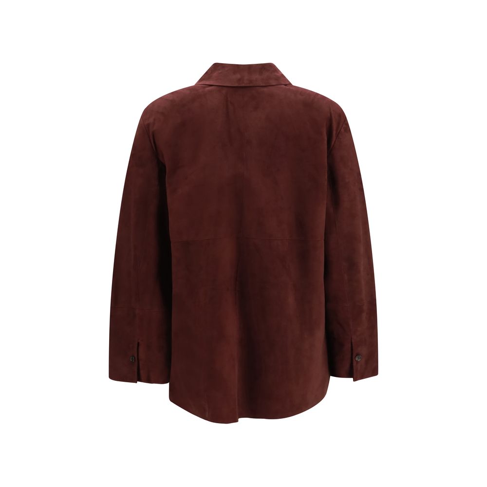 'S Max Mara Bordeaux Lamb Ovis Aries Leather Jacket