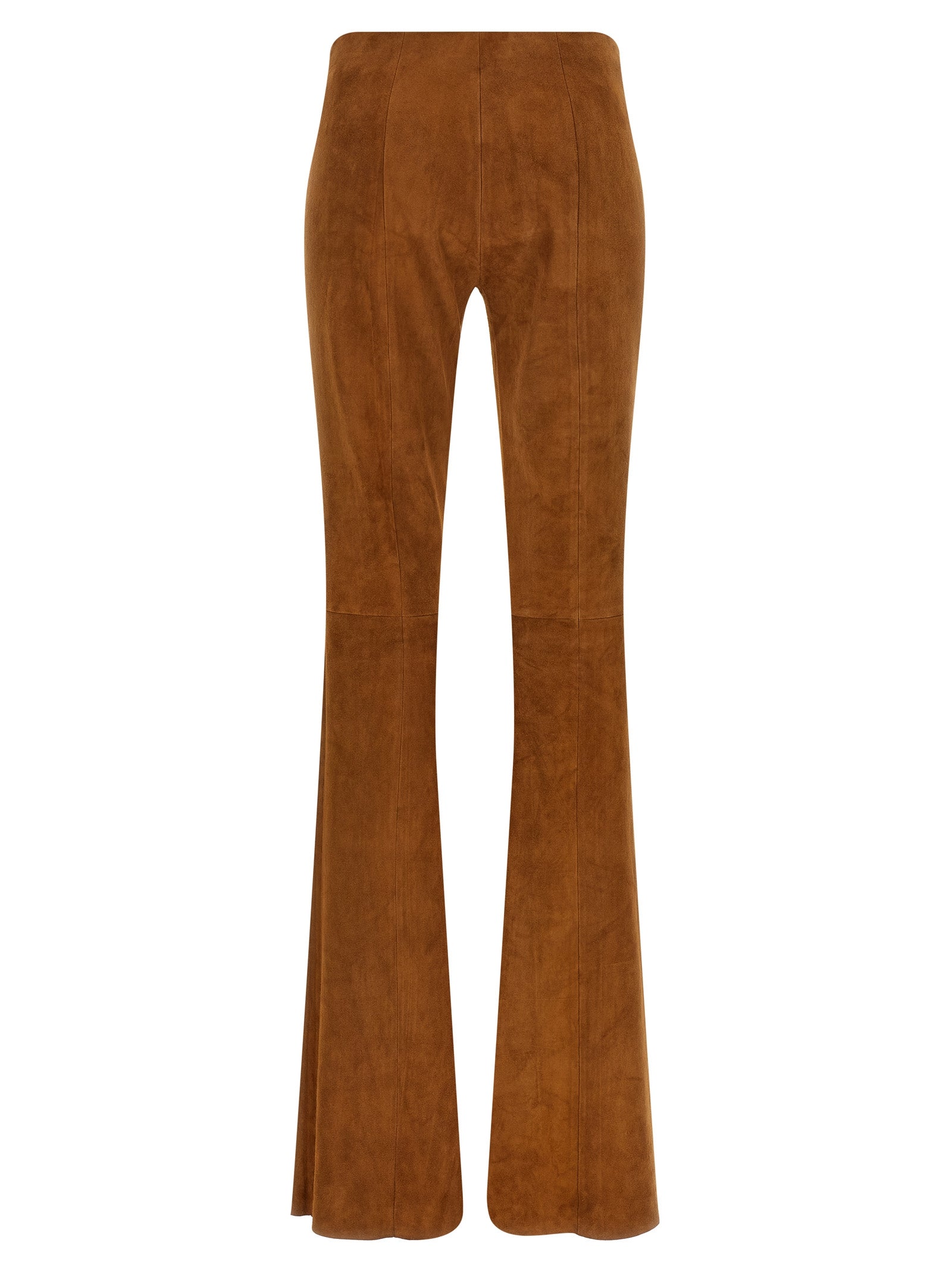 STOULS Brown Lamb Leather Flared Pants
