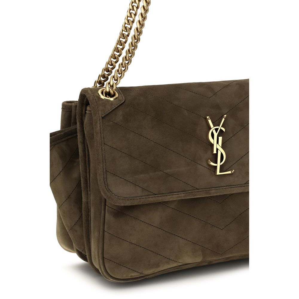 Saint Laurent Bicolor Suede Leather Shoulder Bag