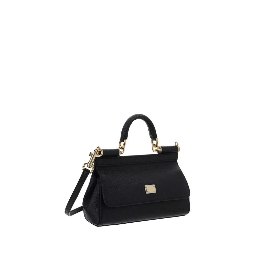 Dolce & Gabbana Black Calf Leather Bos Taurus Handbag