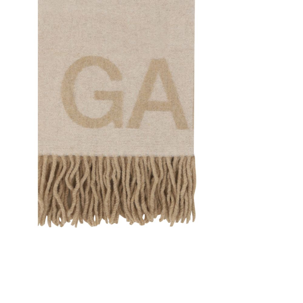 Ganni White Wool Oves Aries Foulard