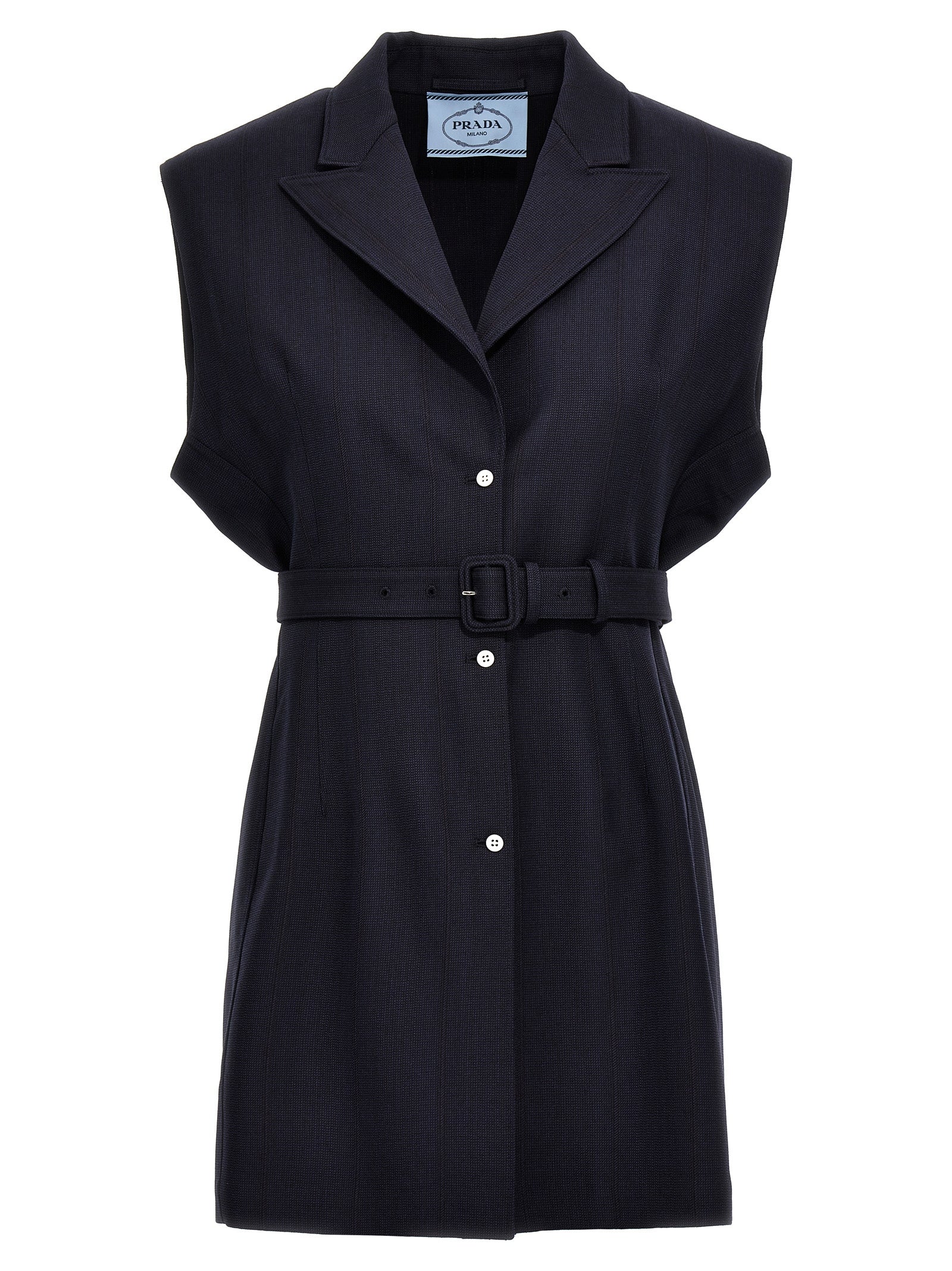 Prada Blue Virgin Wool Sleeveless Jacket