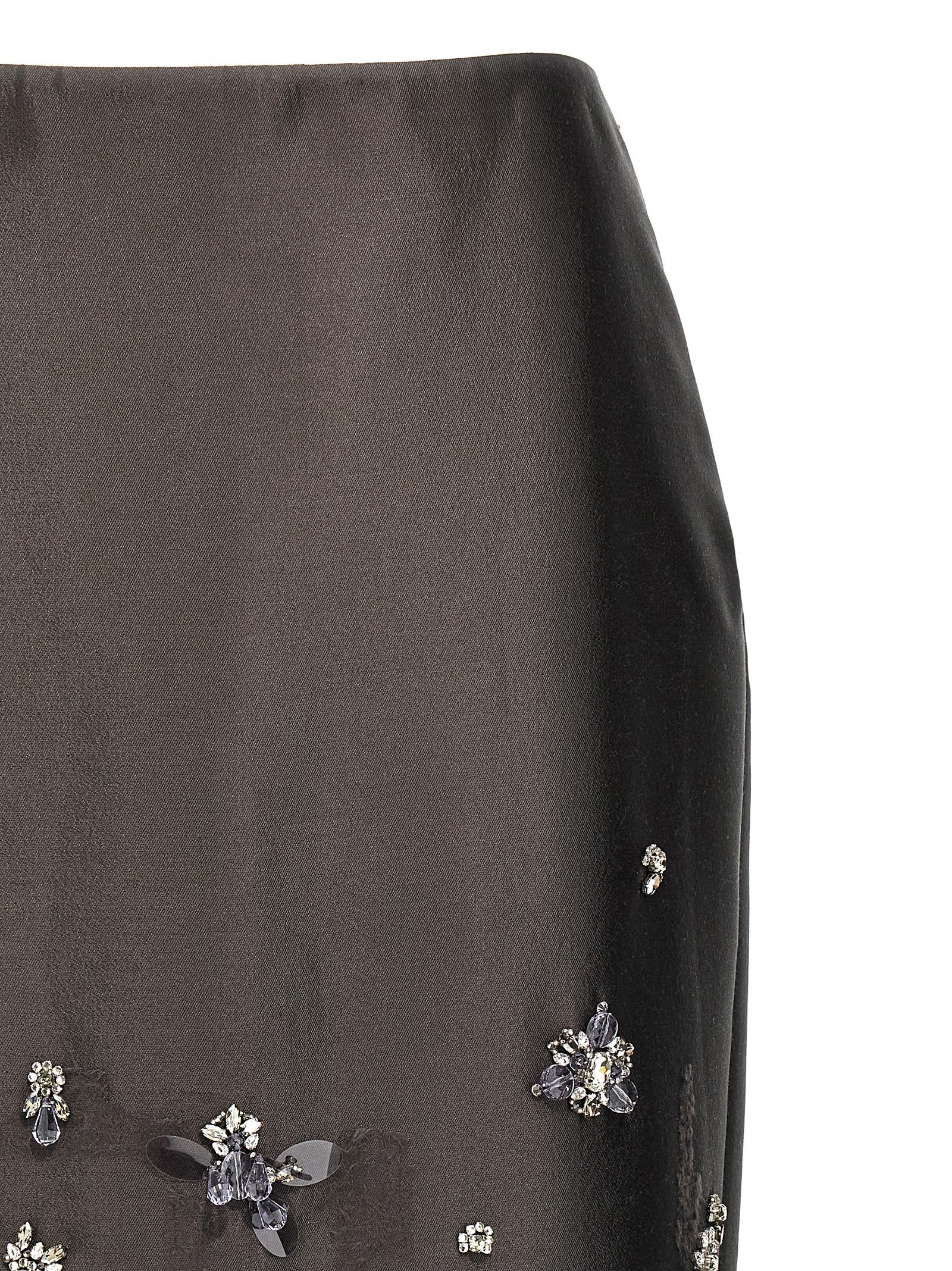 Prada Gray Silk Midi Skirt