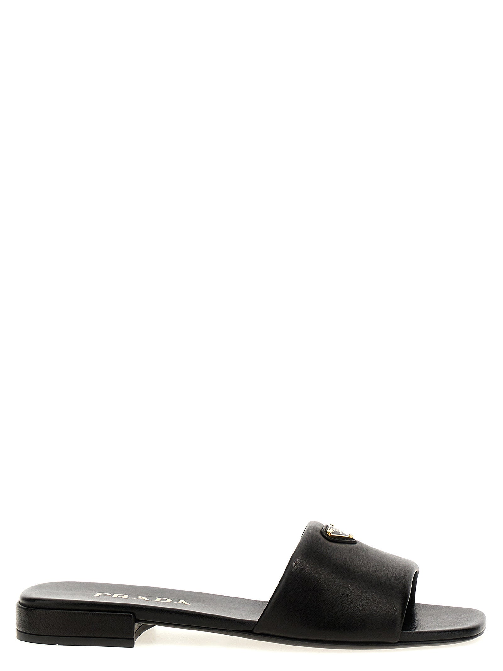 Prada Black Lamb Leather Slides