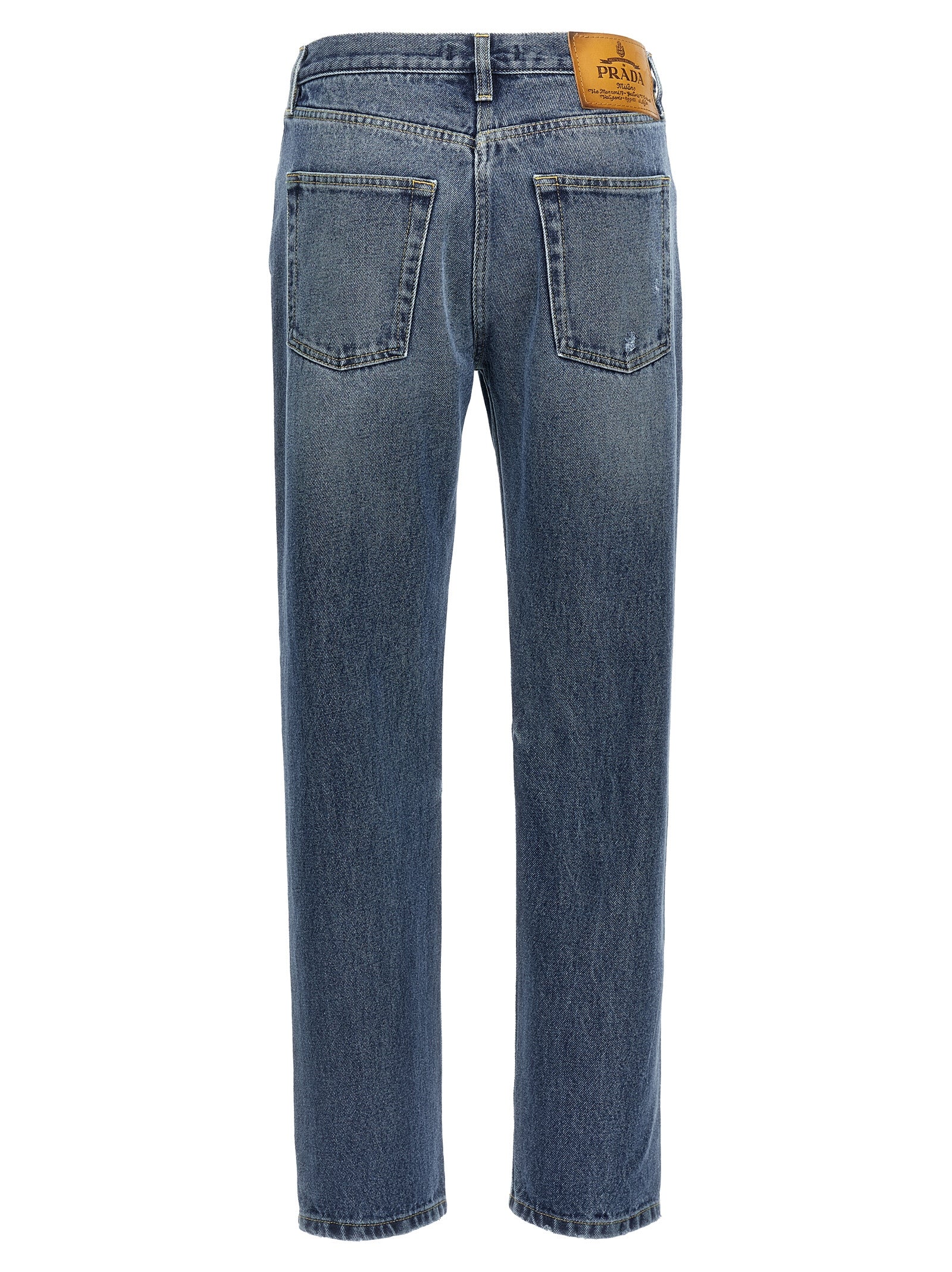 Prada Blue Cotton Straight-Leg Jeans