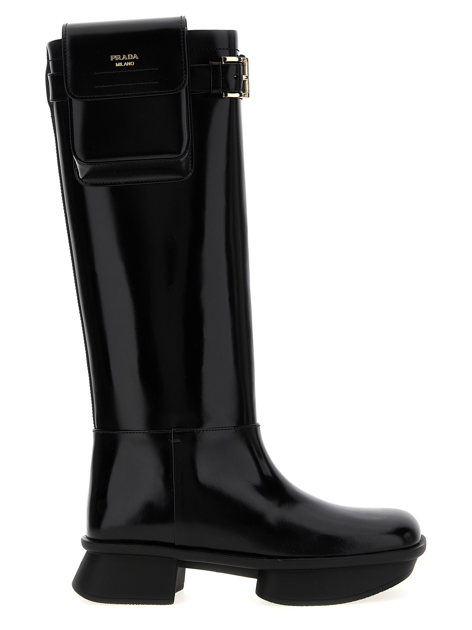 Prada Black Calfskin Over The Knee