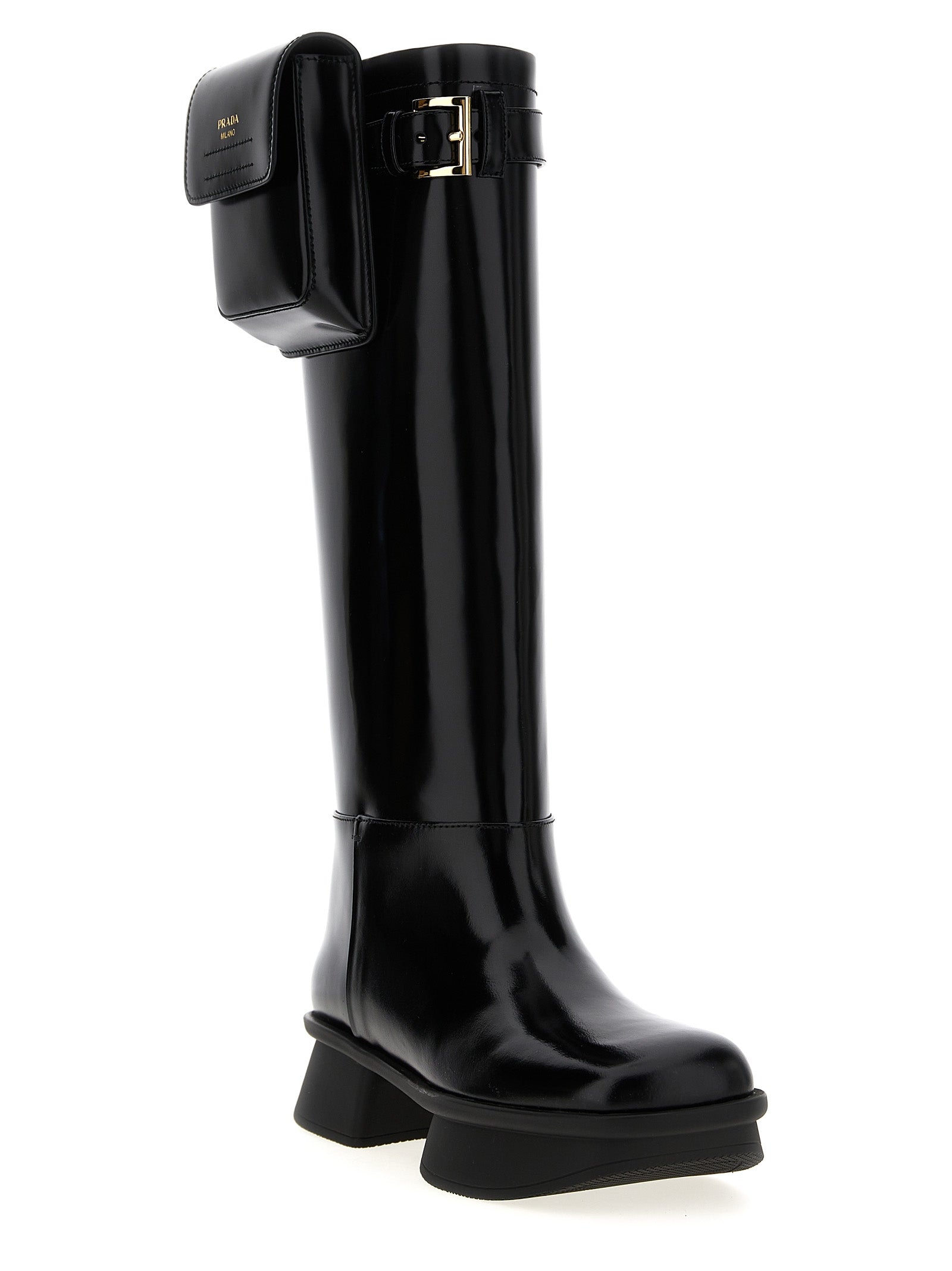 Prada Black Calfskin Over The Knee