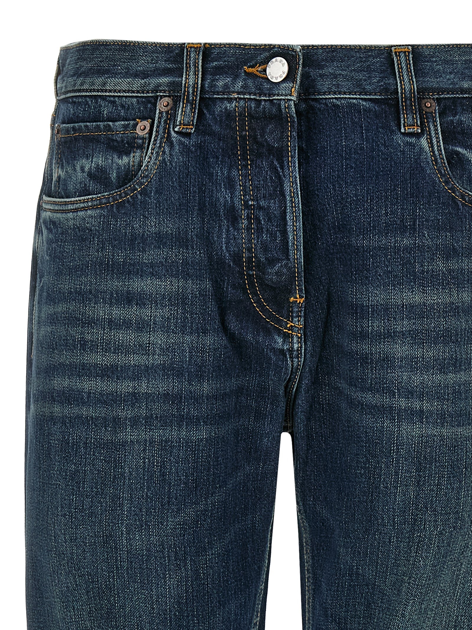 Prada Blue Cotton Straight-Leg Jeans