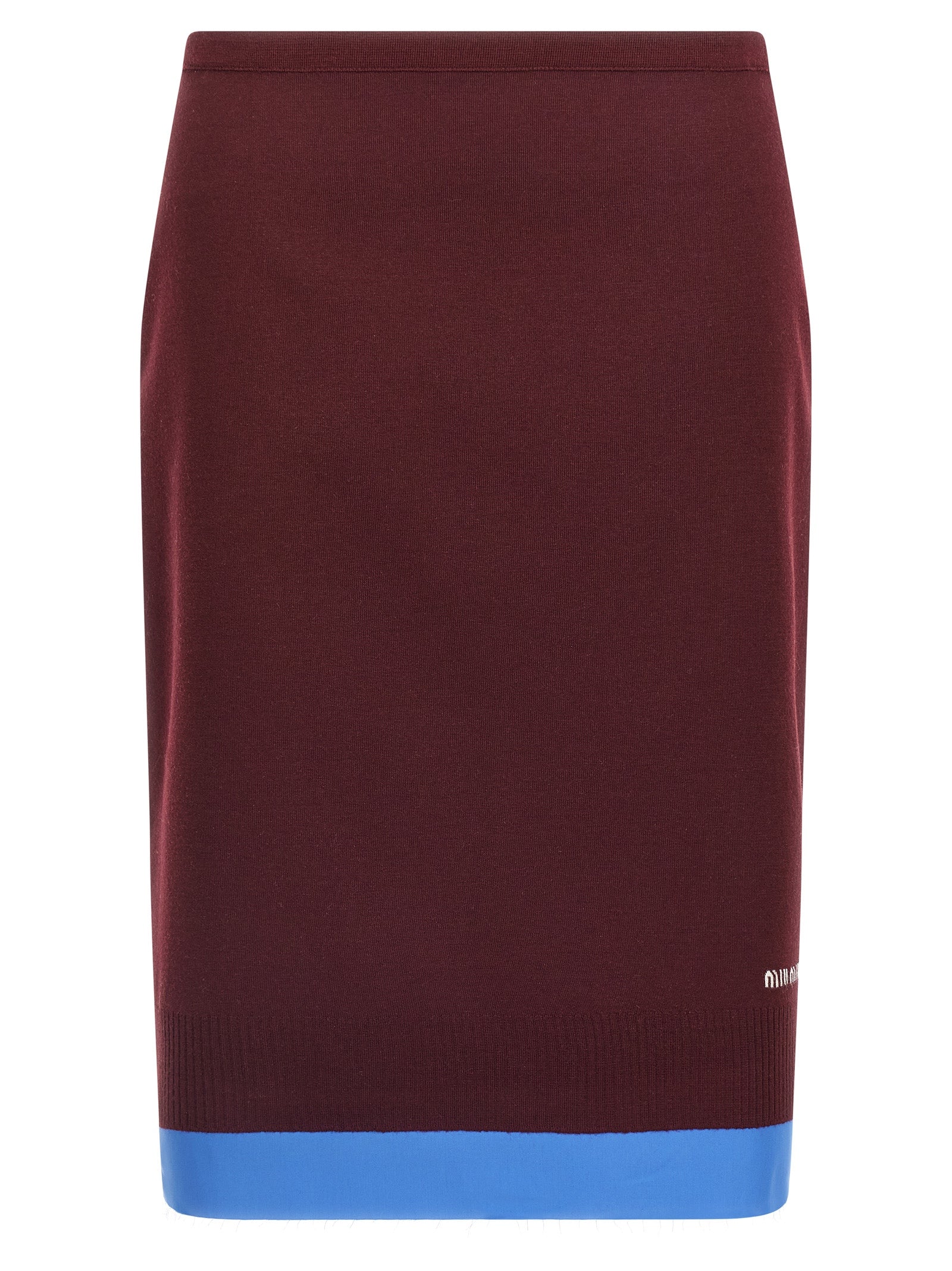 Miu Miu Bordeaux Virgin Wool Midi Skirt