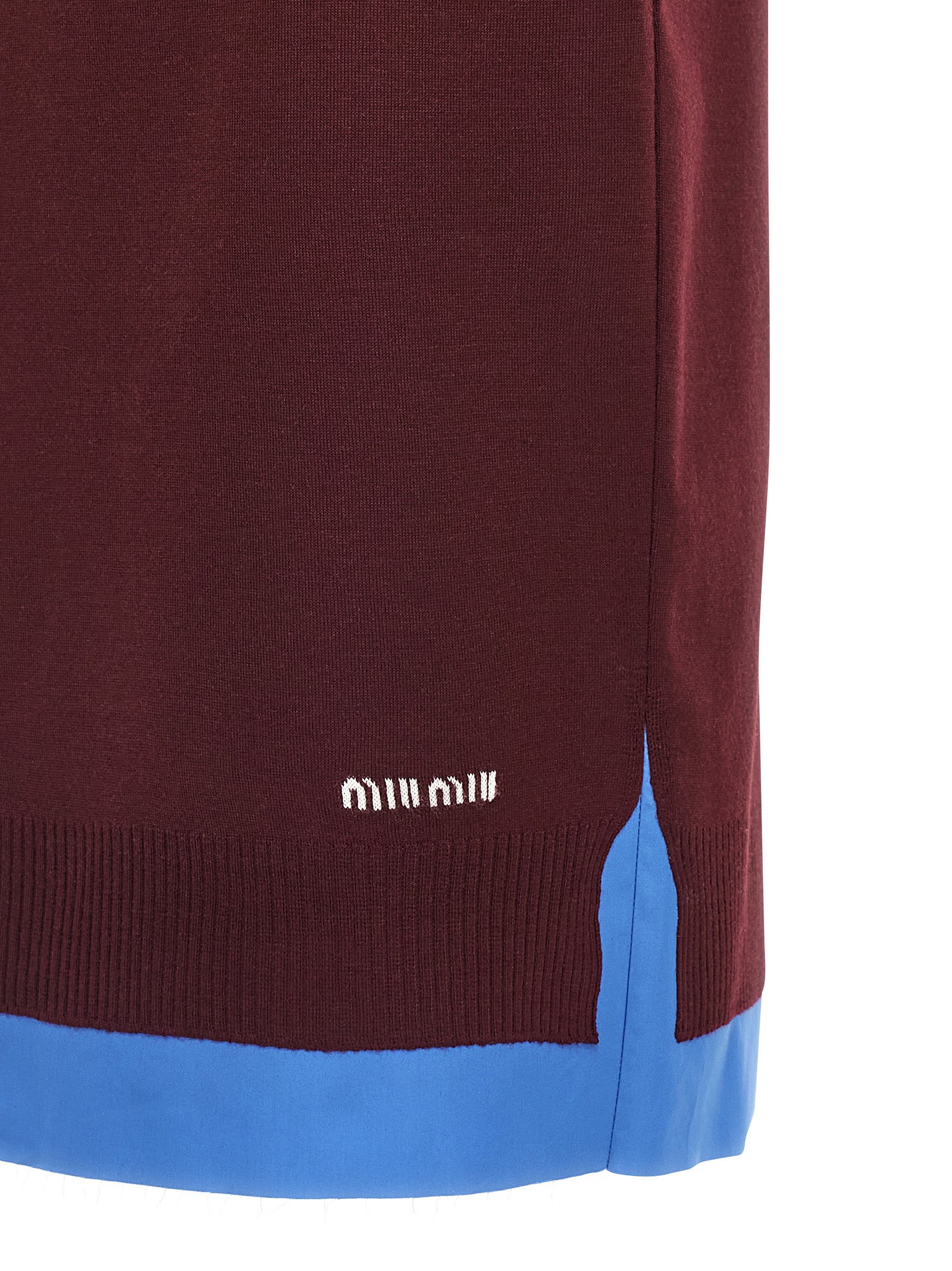 Miu Miu Bordeaux Virgin Wool Midi Skirt
