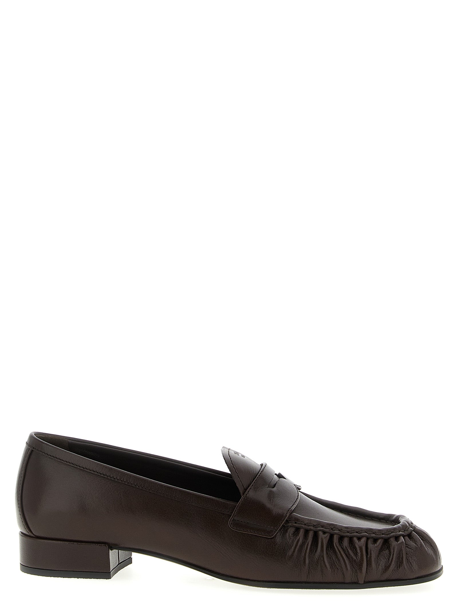 Prada Brown Buffalo Leather Slip-On Loafers