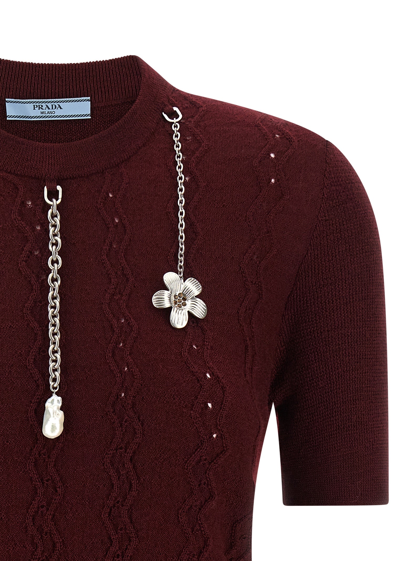 Prada Bordeaux Virgin Wool Cardigan