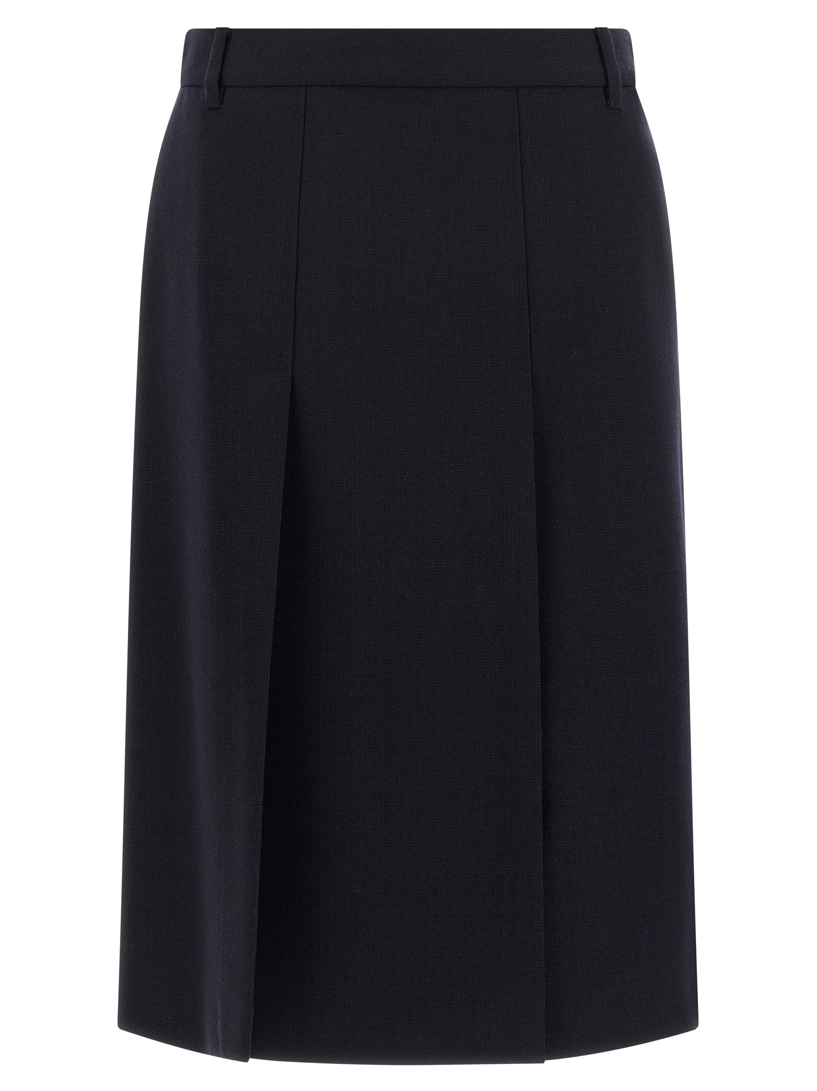 Prada Blue Virgin Wool Midi Skirt