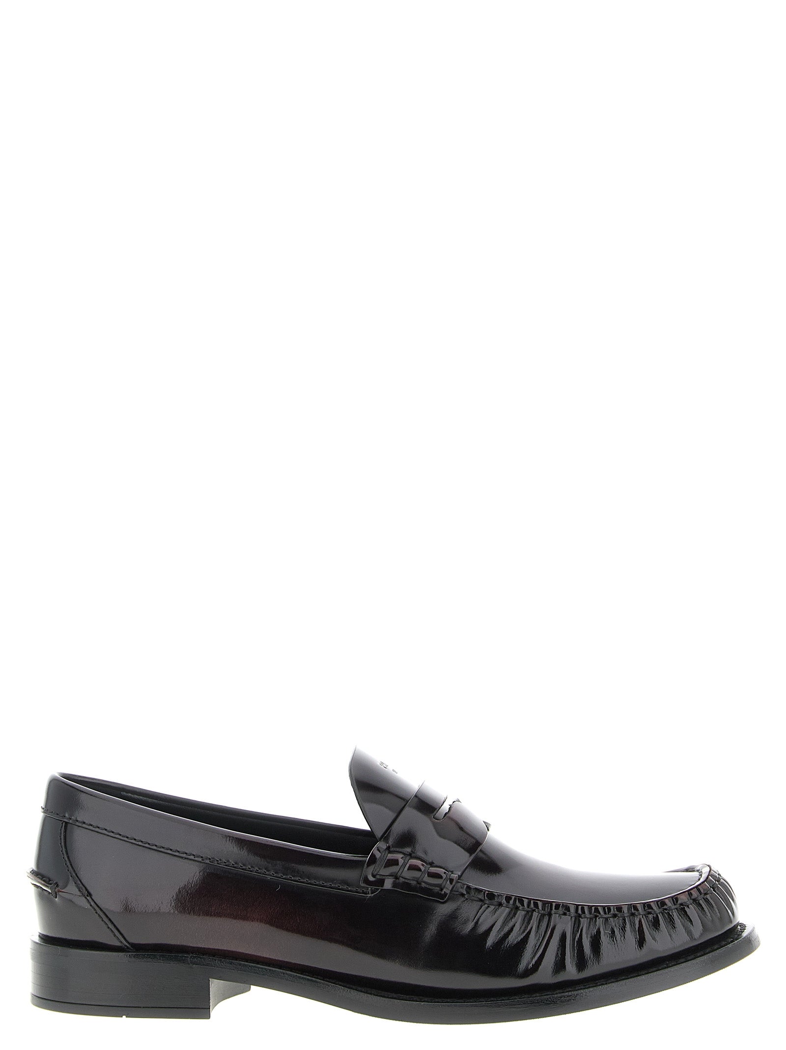 Prada Bordeaux Calfskin Slip-On Loafers