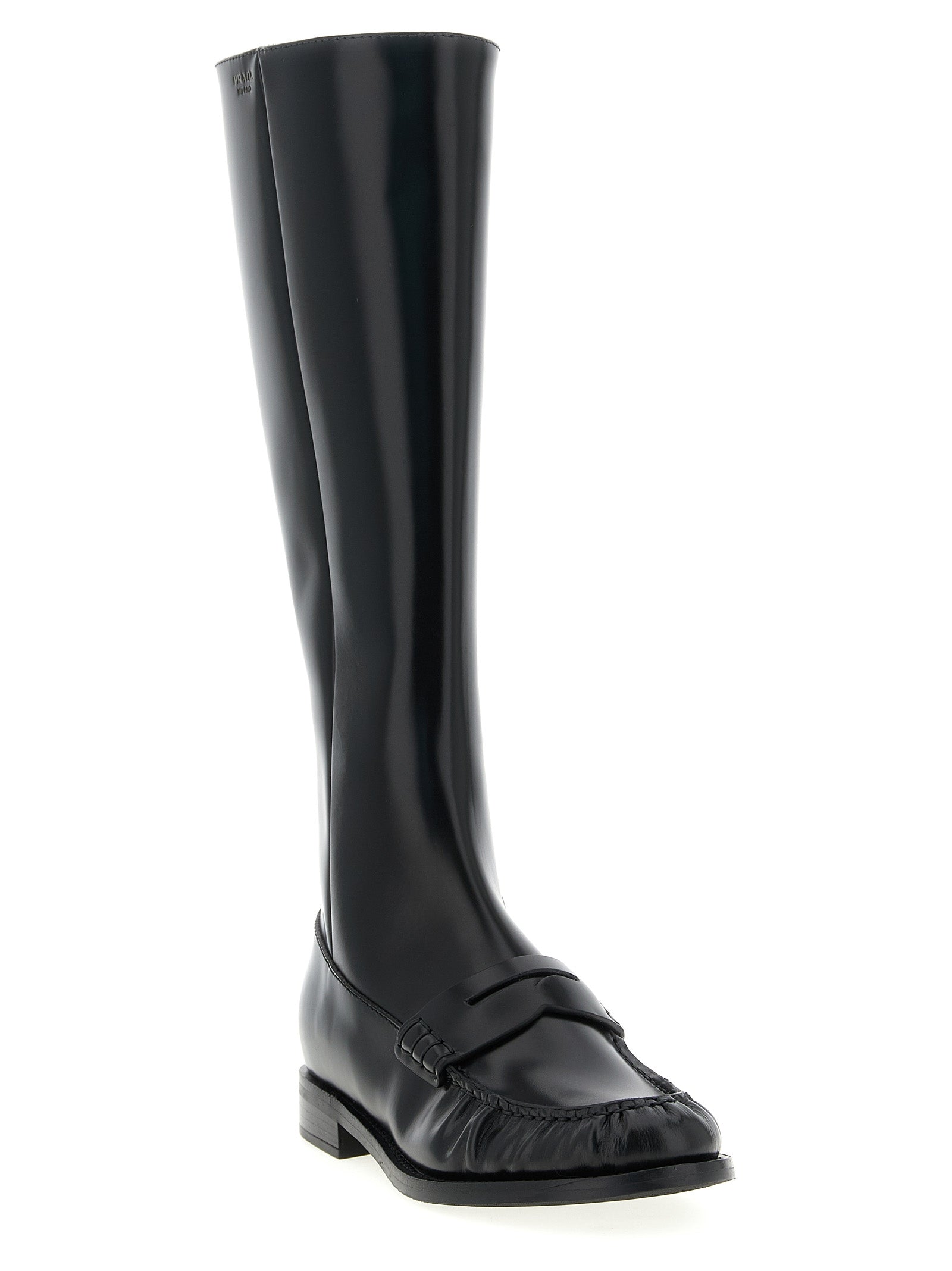 Prada Black Calfskin Over The Knee