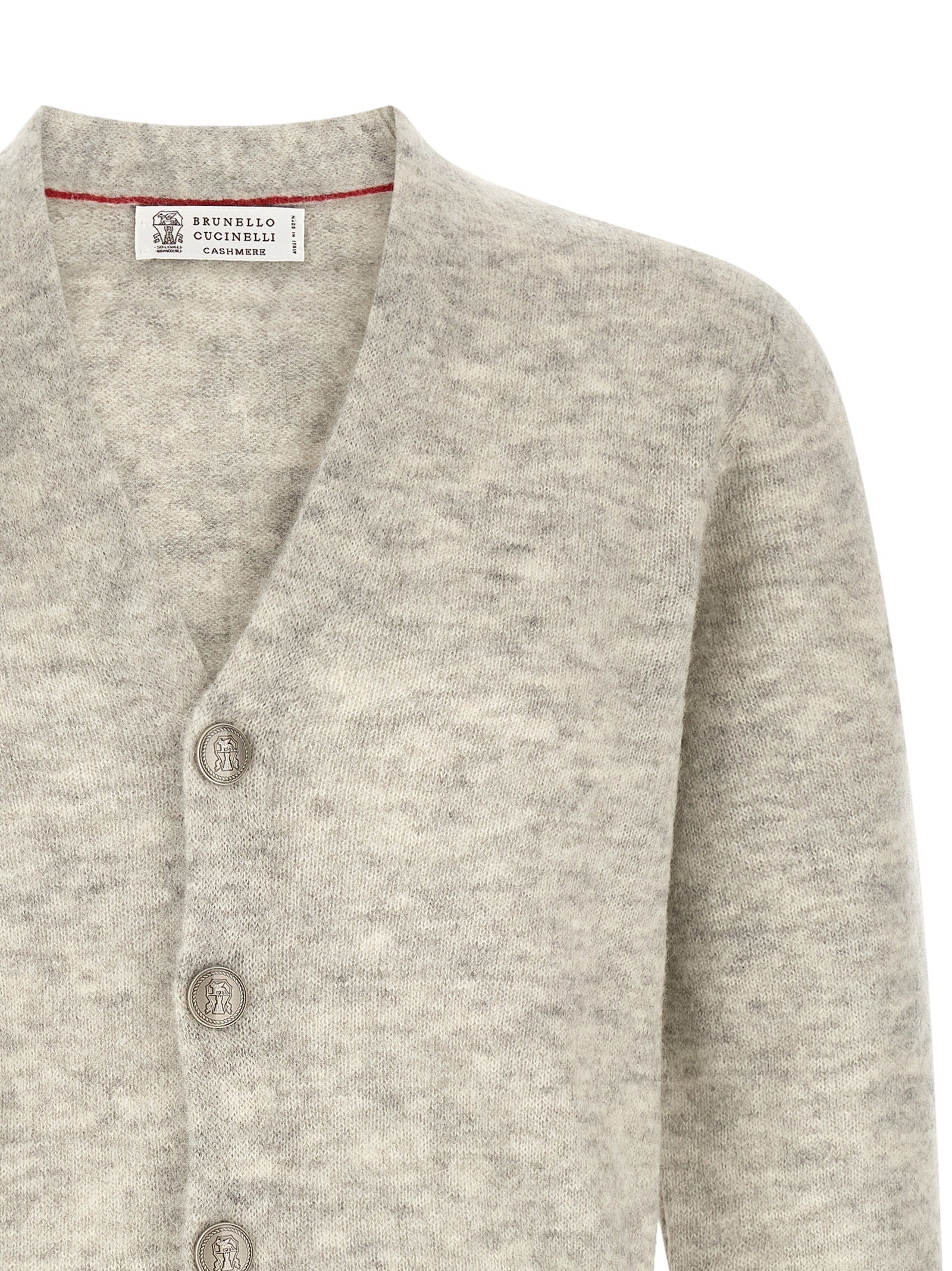 Brunello Cucinelli Gray Alpaca Leather Cardigan