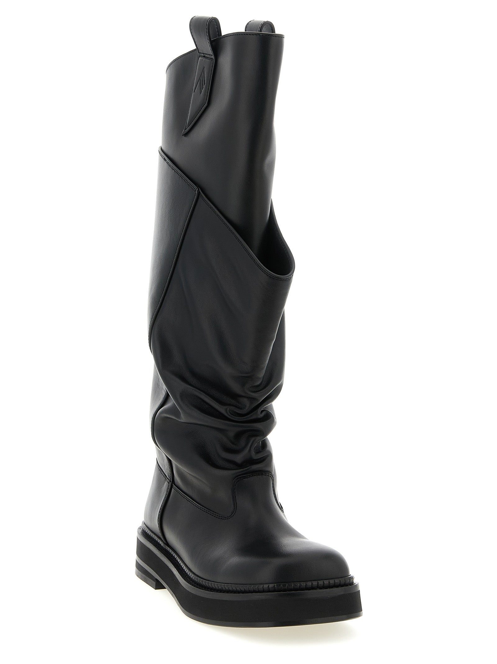 The Attico Black Calfskin Over The Knee