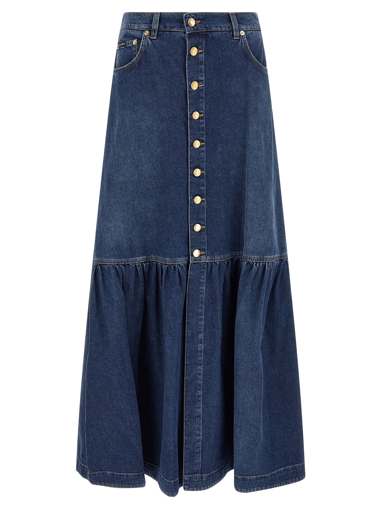 Dolce & Gabbana Blue Cotton Mini Skirt