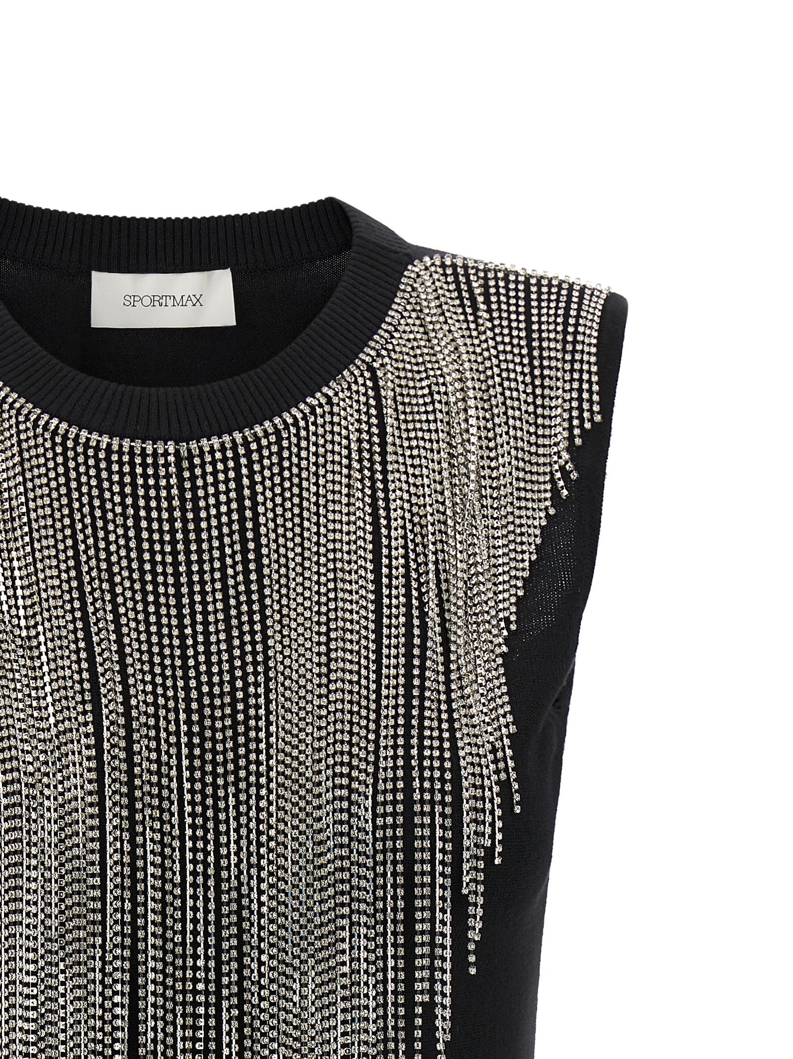 Sportmax Black Virgin Wool Tank Tops