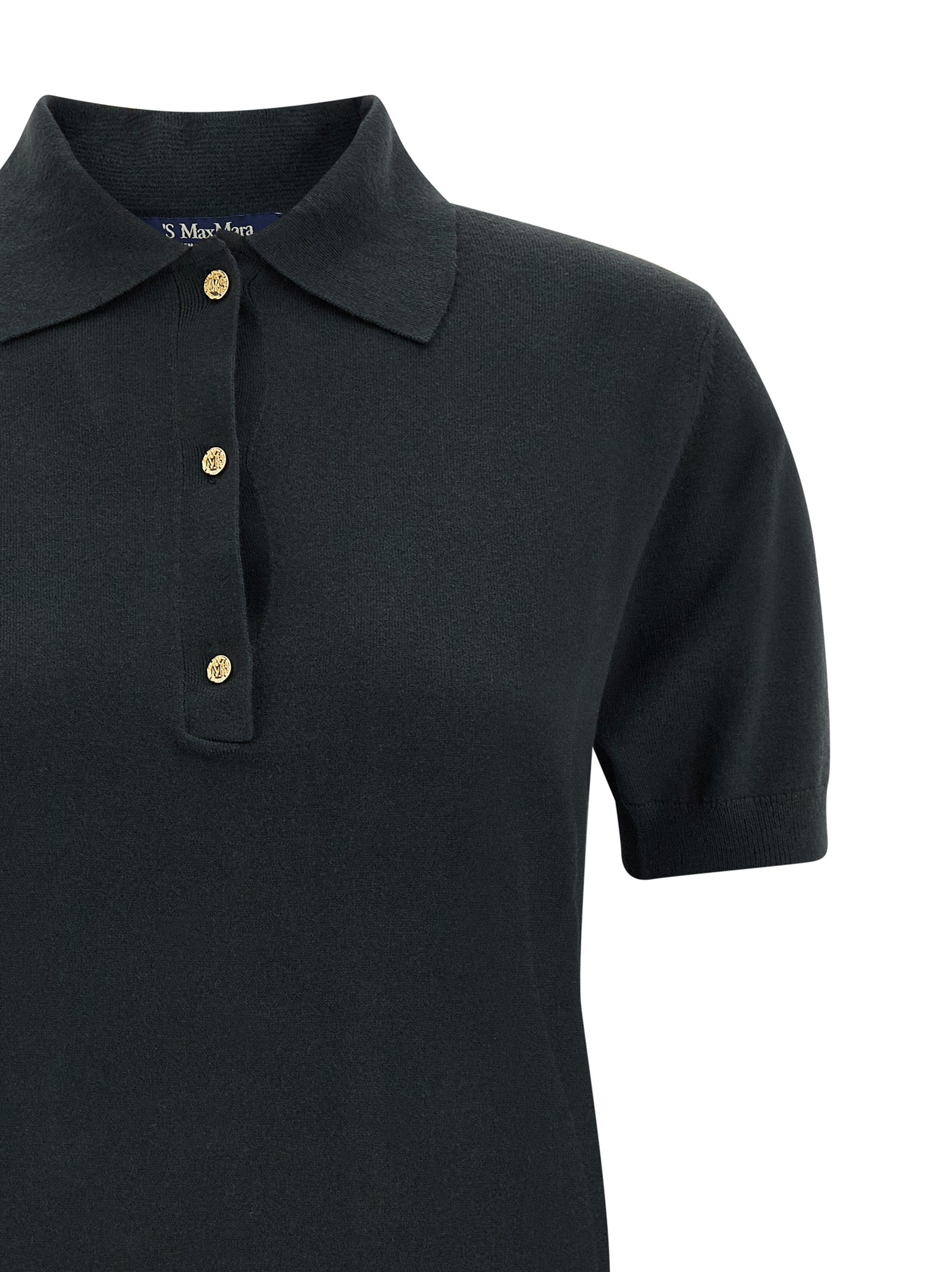 'S Max Mara Black Cotton Polo Shirt
