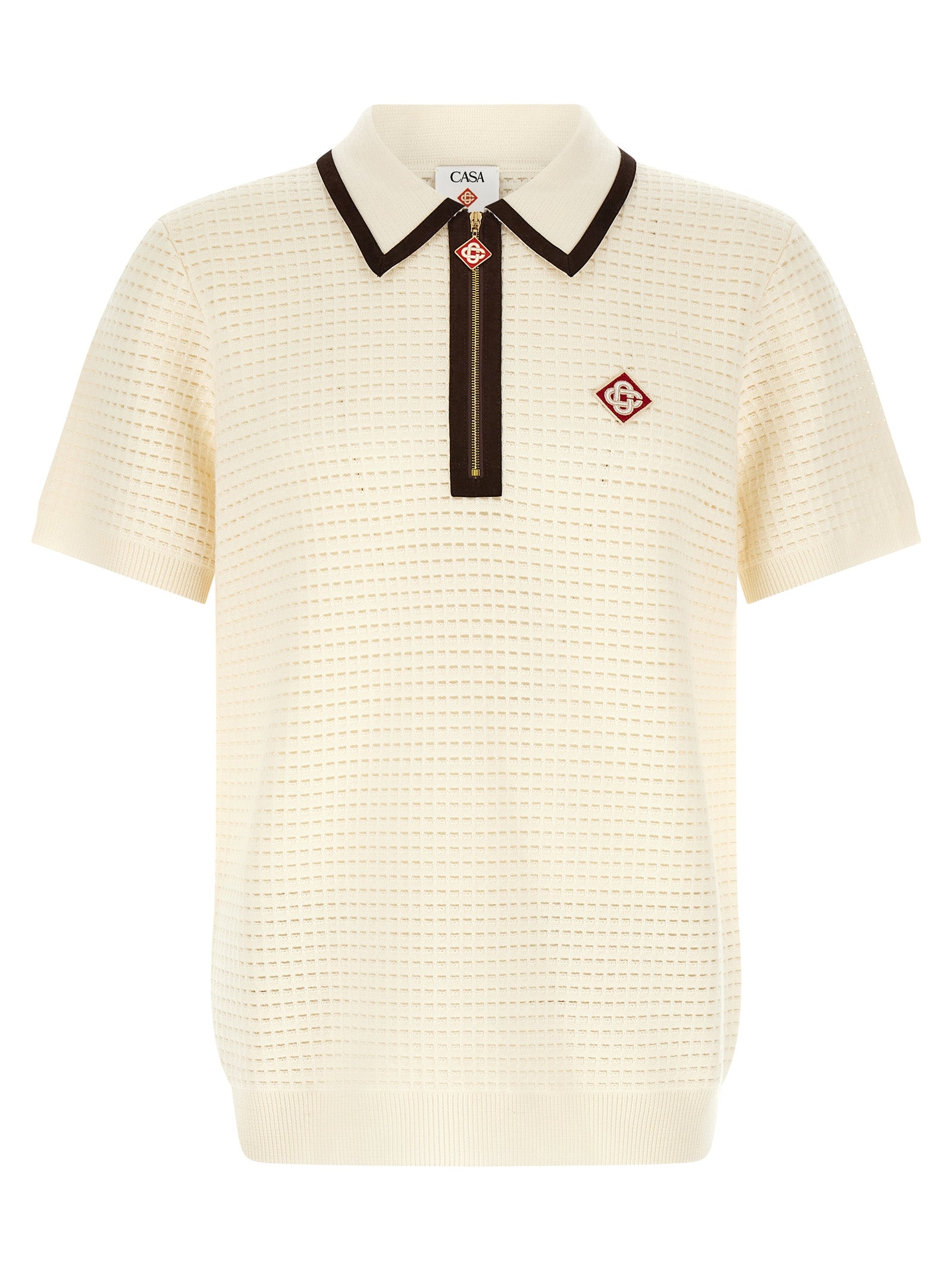 Casablanca White Wool Polo Shirt