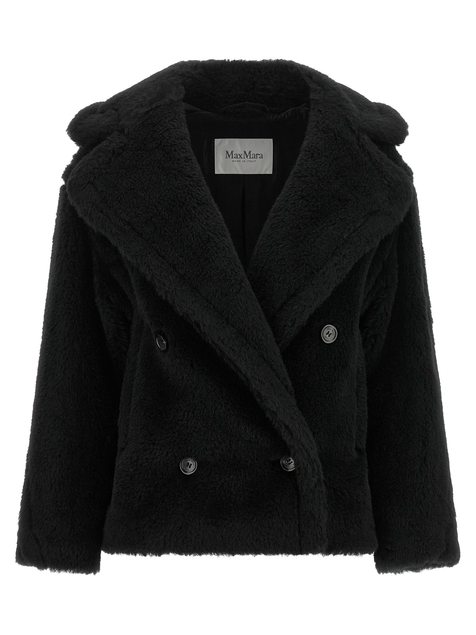 Max Mara Black Alpaca Leather Coat